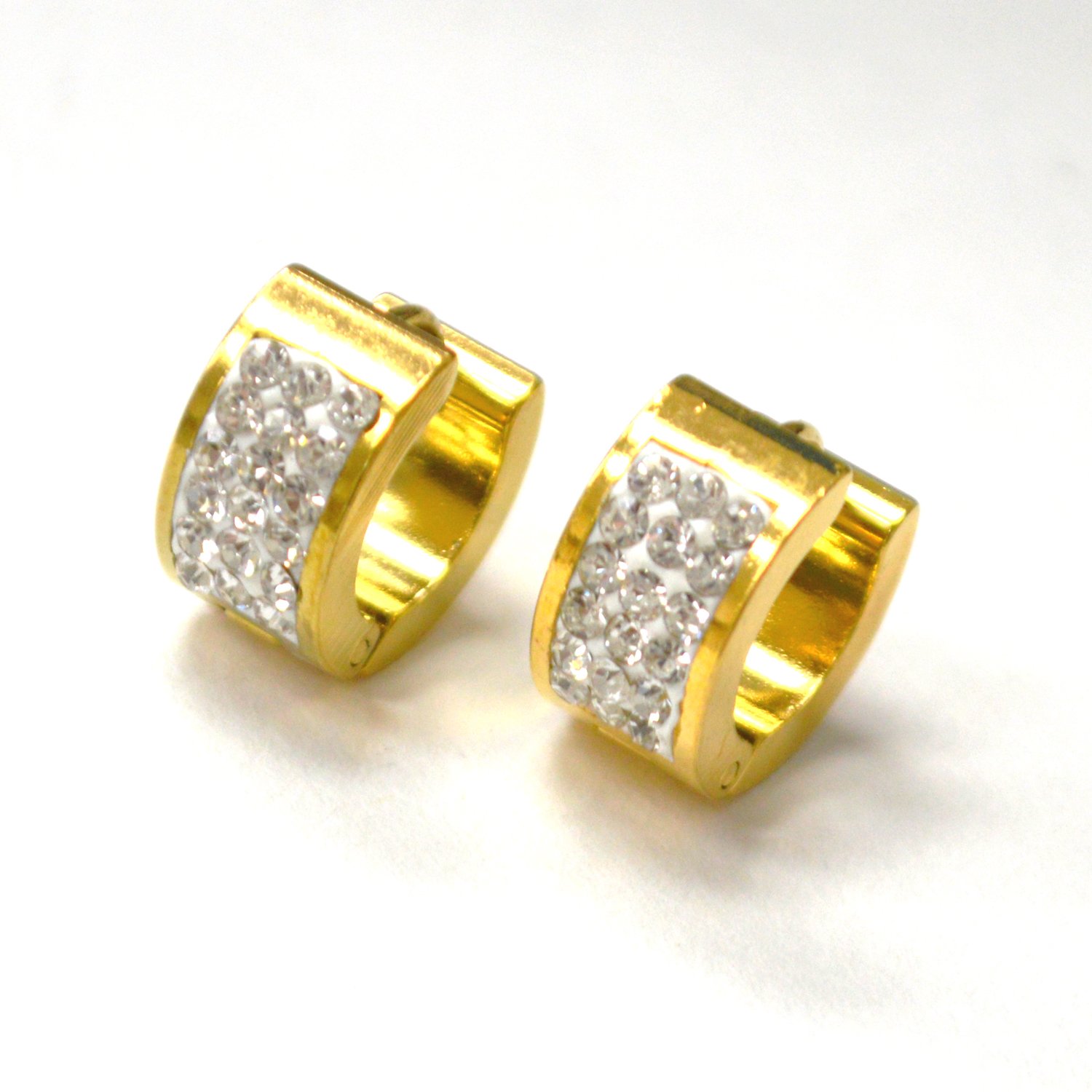 Multi Stones Gold Plated Huggies Earring 83-826G