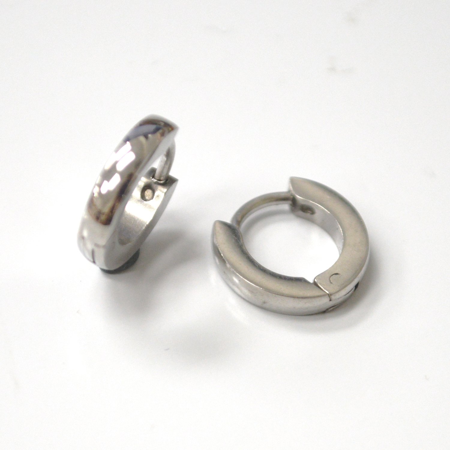 Rounded Top Stainless Steel Huggies Earrings 83-629S