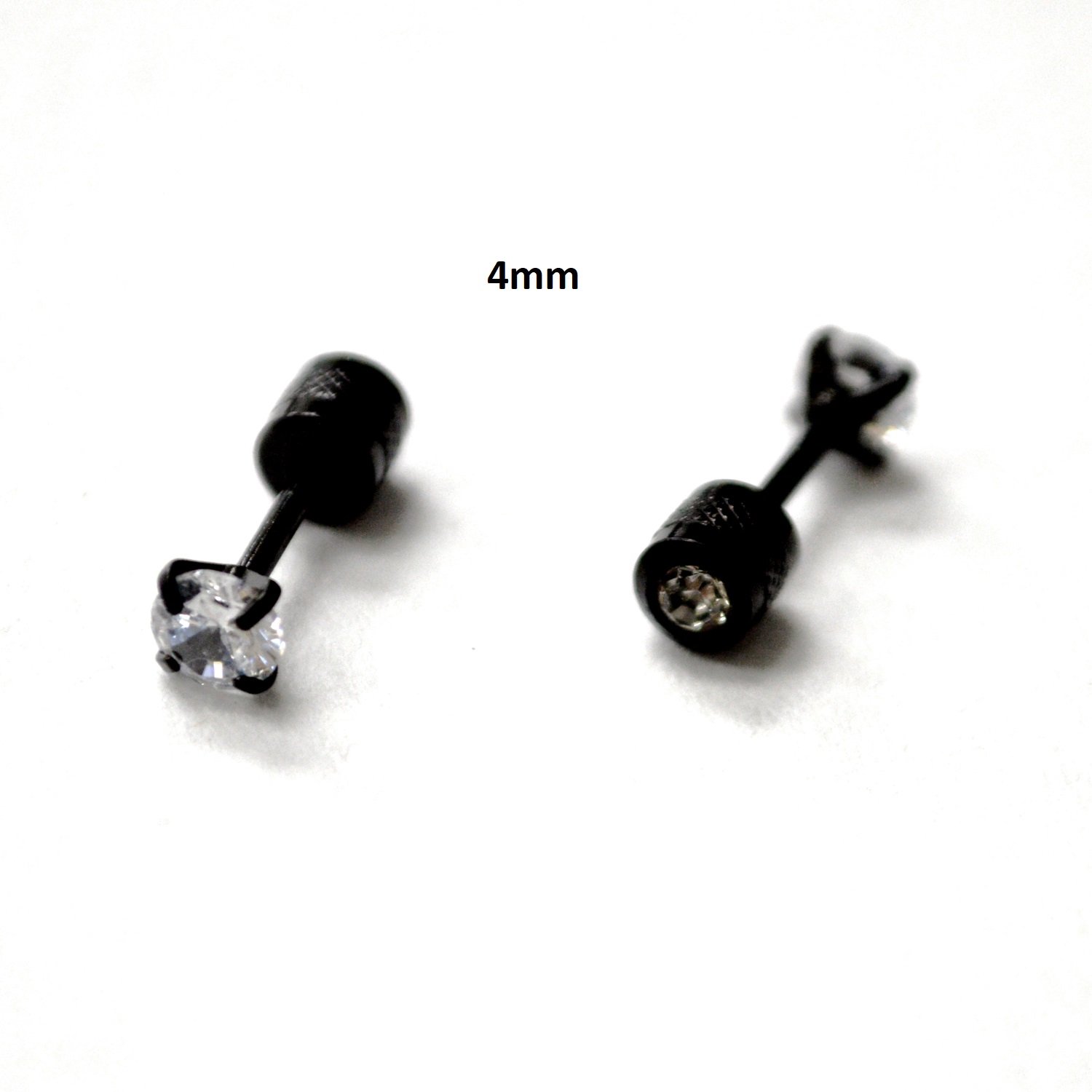Screw Back CZ Black Plated Earrings 83-958B-4