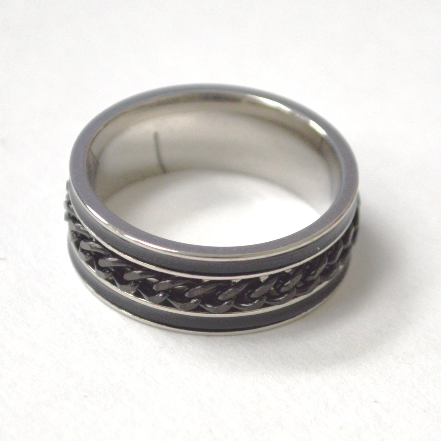 Link Chain Black Plated Spinner Ring 81-1805-2TB