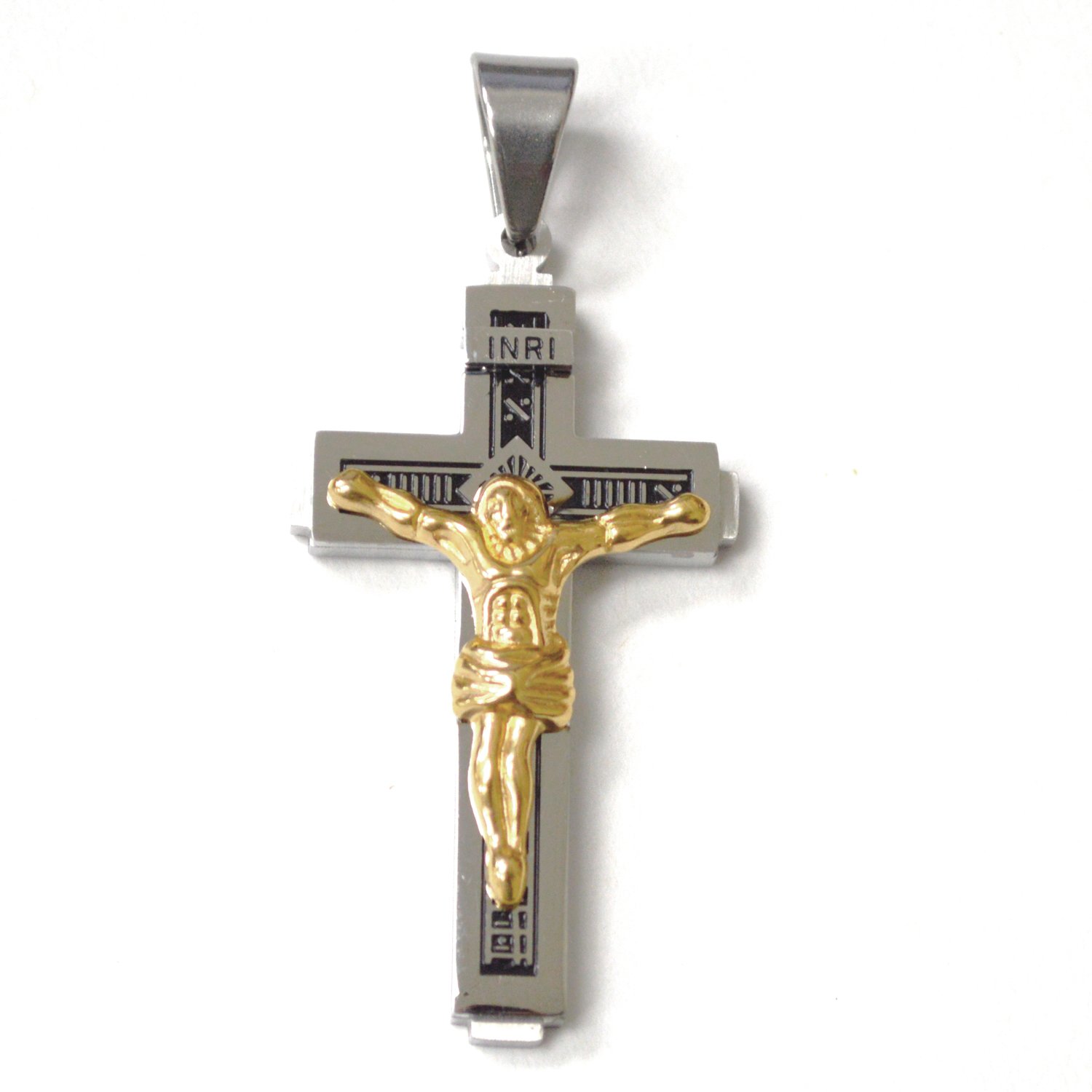 Crucifix 2 Tone Gold Plated Pendant 86-3015-2T