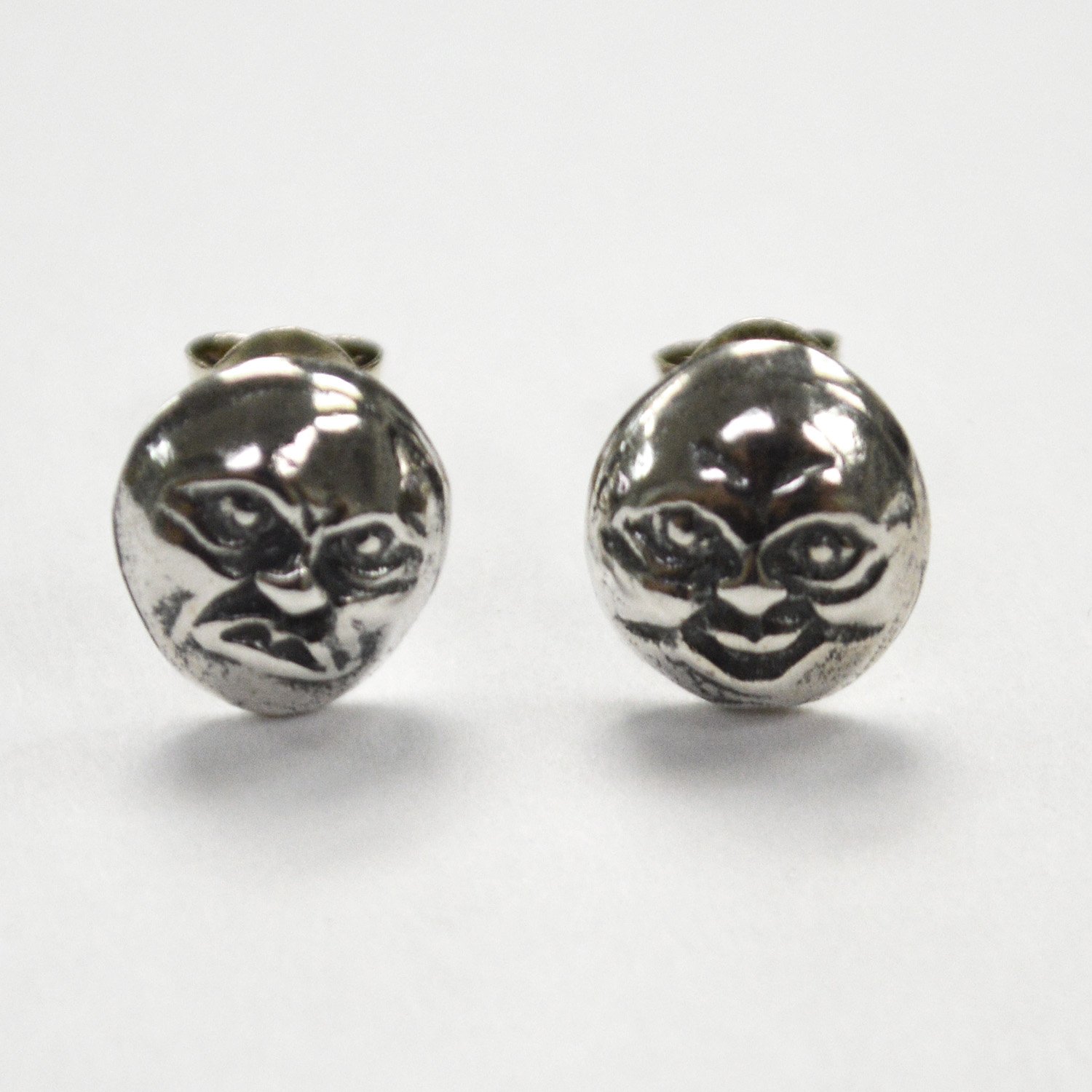 Moon Face Stud Earring Sterling Silver 53-5222