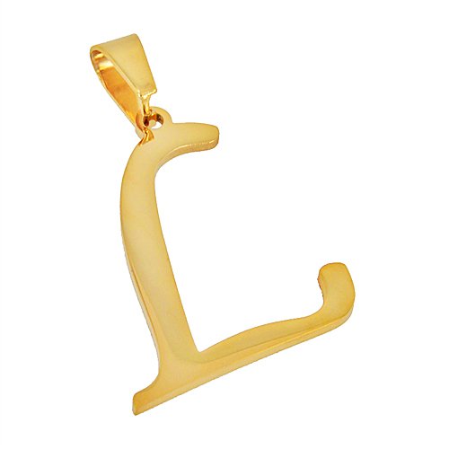 L Initial Gold IP Plated Pendant