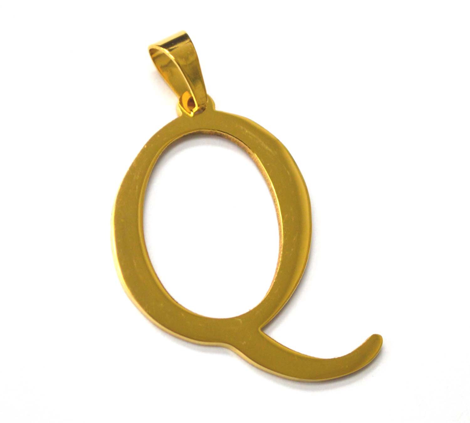 Q Initial Gold IP Plated Pendant