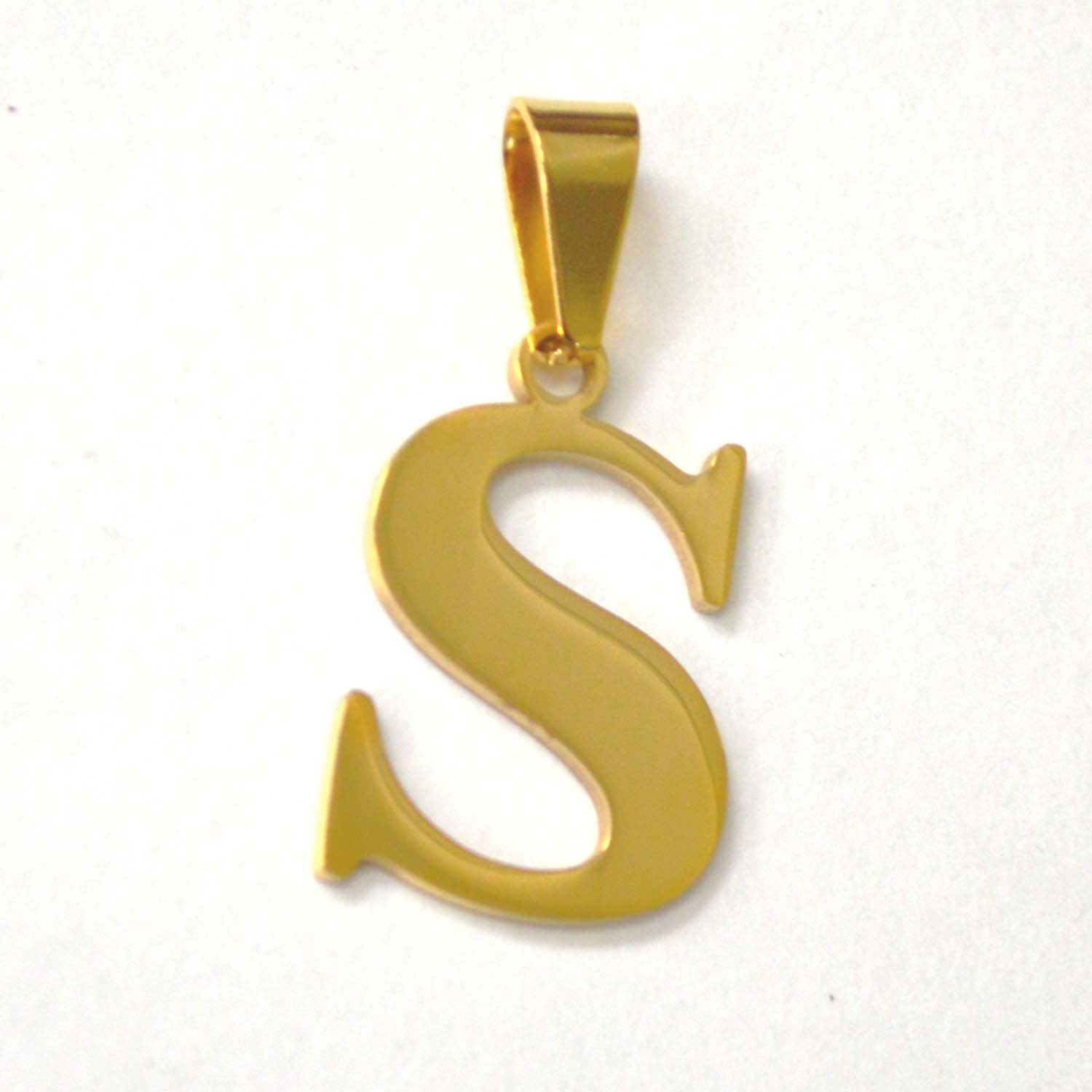 S Initial Gold IP Plated Pendant 86-278G-S