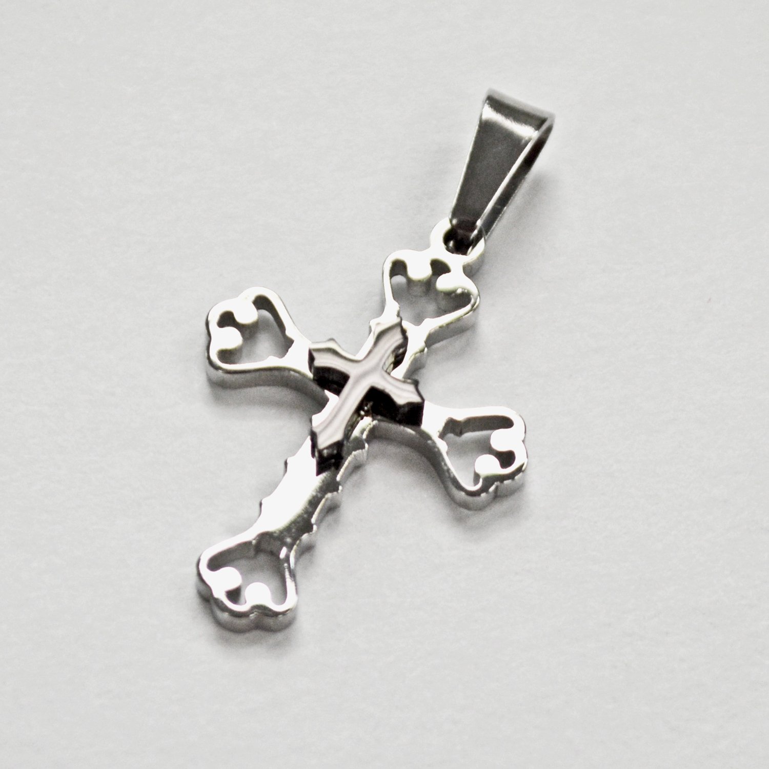 Two Tone Black Cross Pendant Stainless Steel (18x25mm)