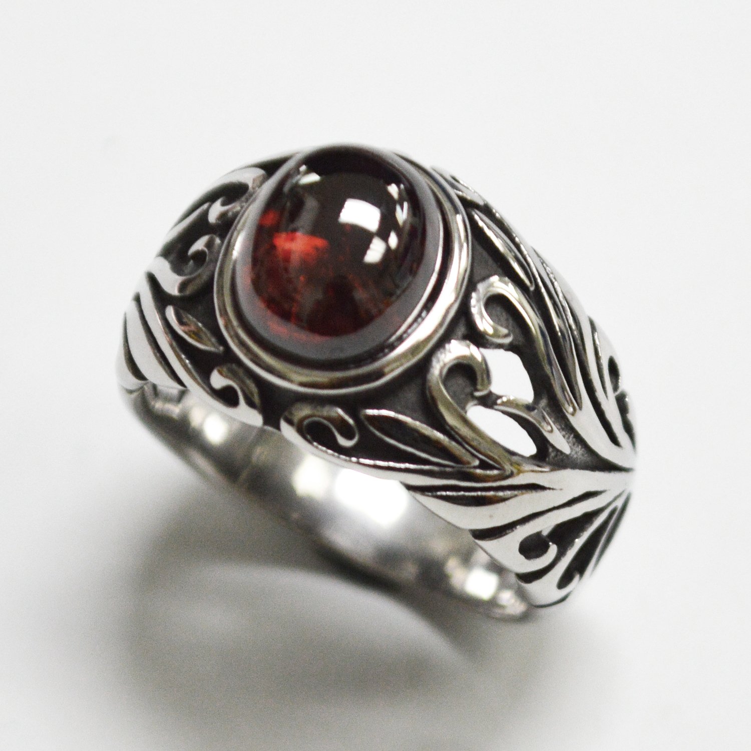 Red Stone Stainless Steel Ring 81-1410