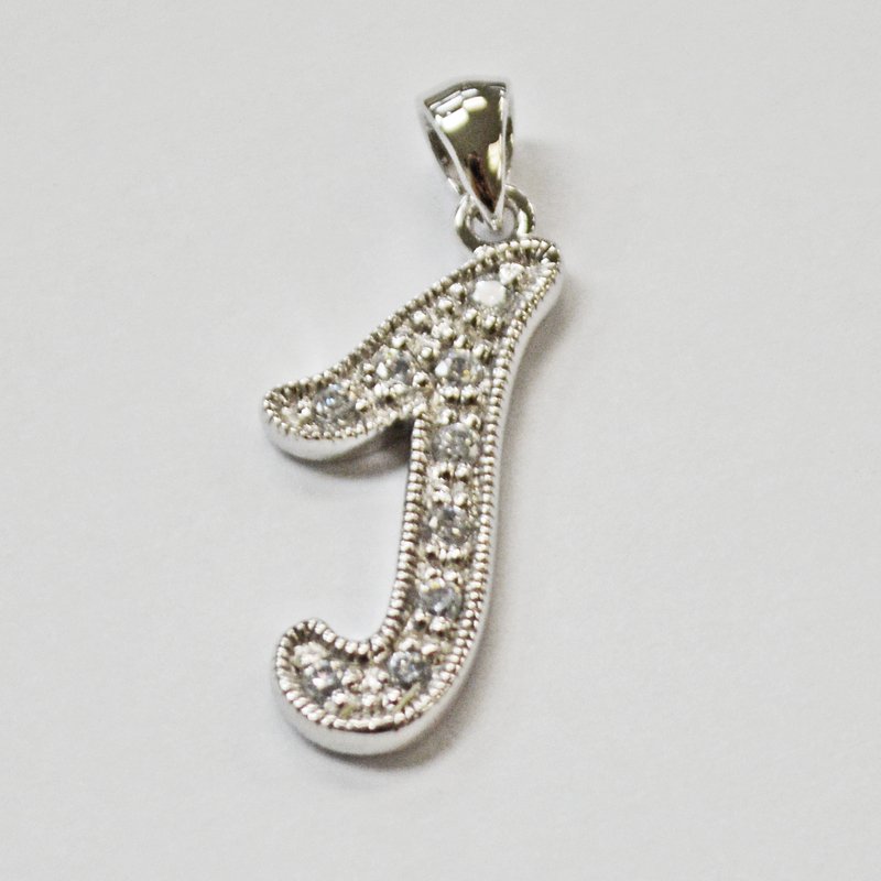 Initials CZ Stone Pendant Sterling Silver 56-2235-J