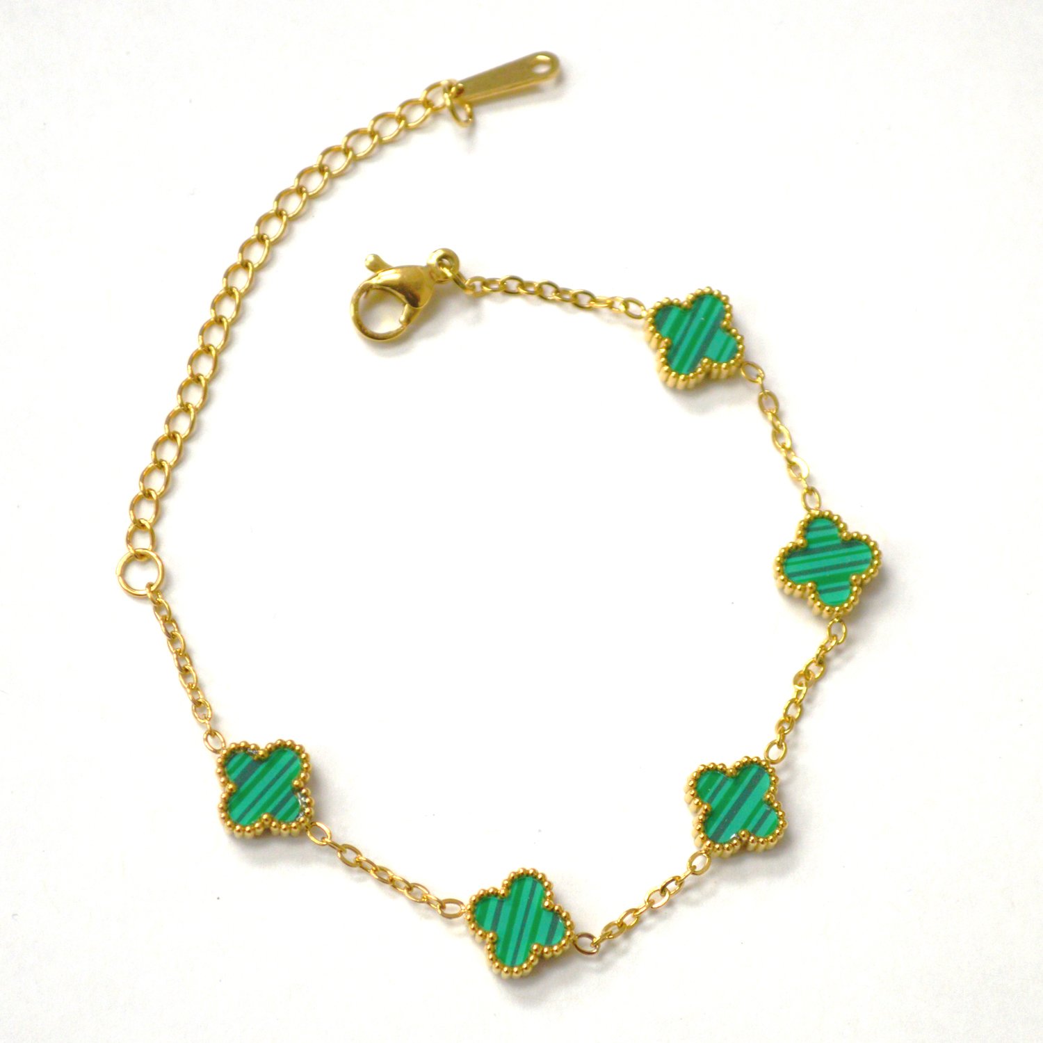Designers Inspired Gold IP Plated Bracelet 84-1973G Green