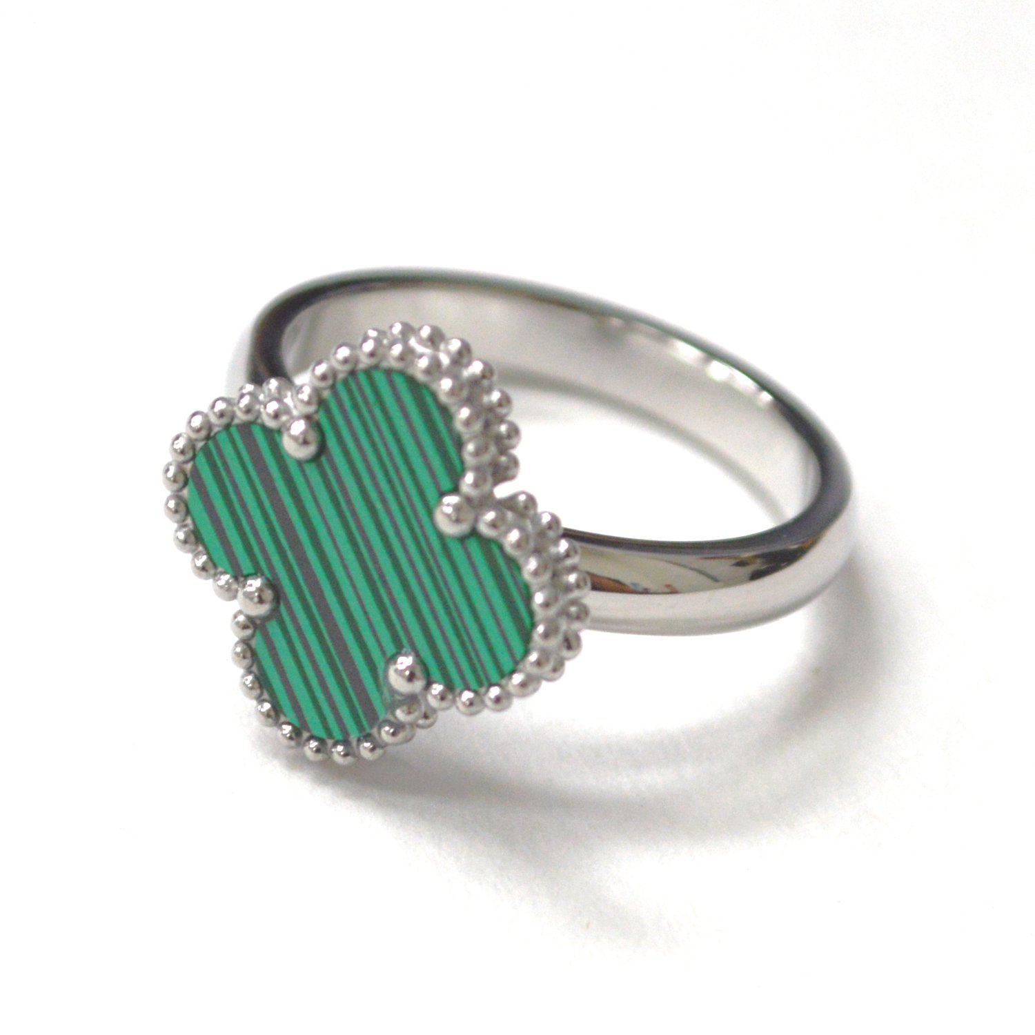 Clover Stainless Steel Ring 81-1755S-15 Green