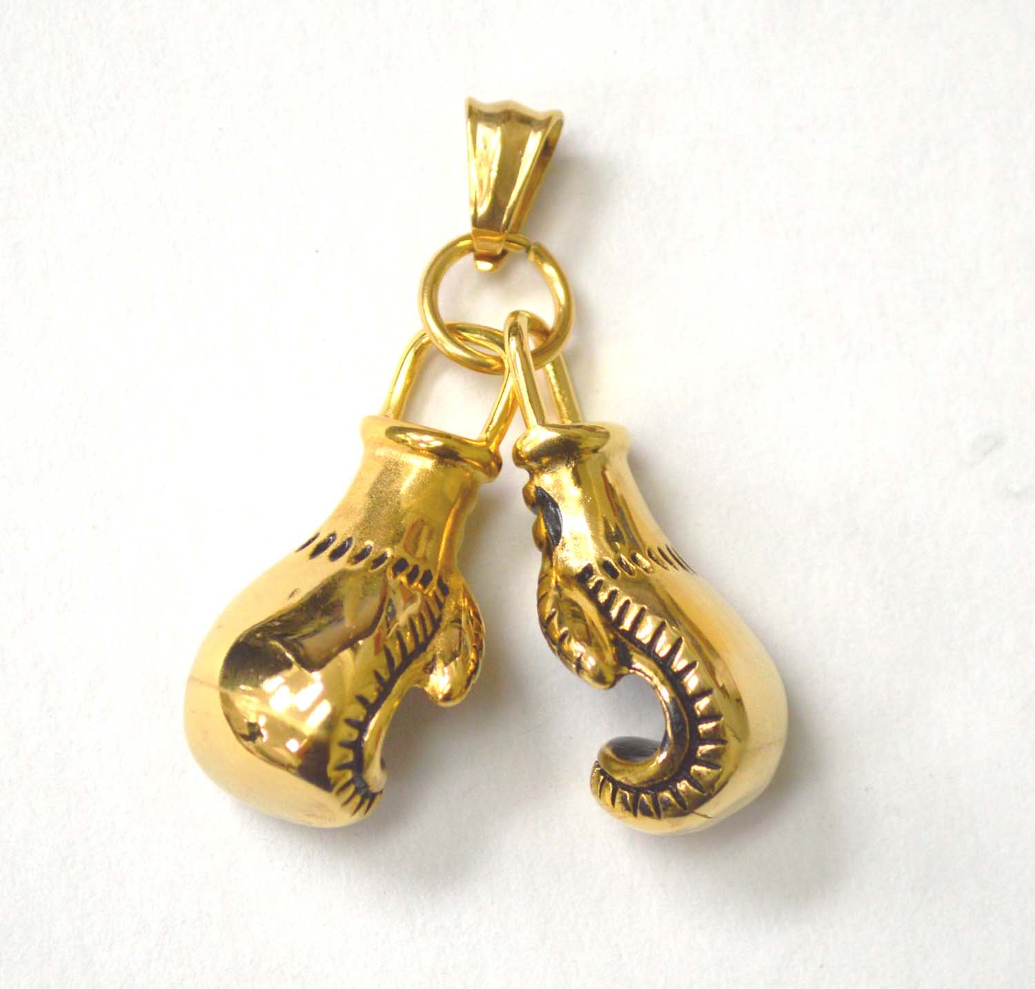 Boxing Glove Gold IP Plate Pendant 86-2219G