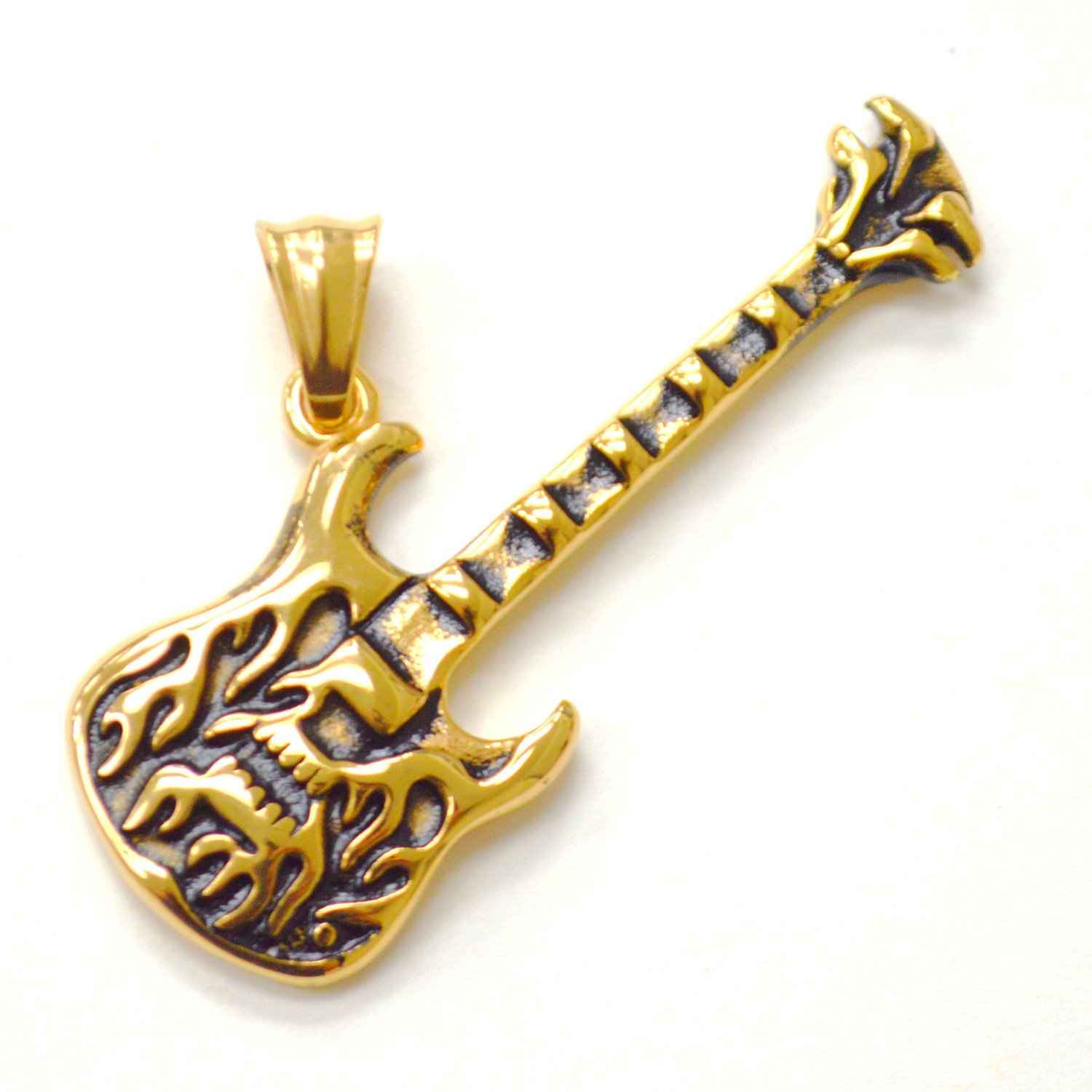 Electric Guitar Gold IP Plated Pendant 86-2185G