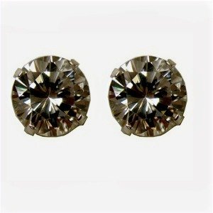 12m. Round CZ Stud Earrings Clr 53-013-12