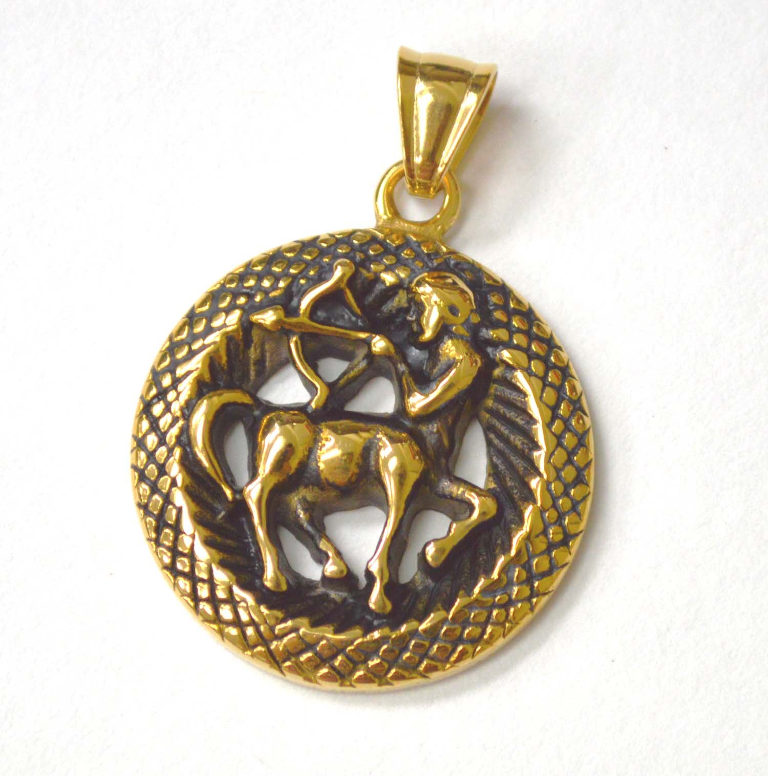 Zodiac Sign Gold Plated Pendant 86-2411G Sagittarius