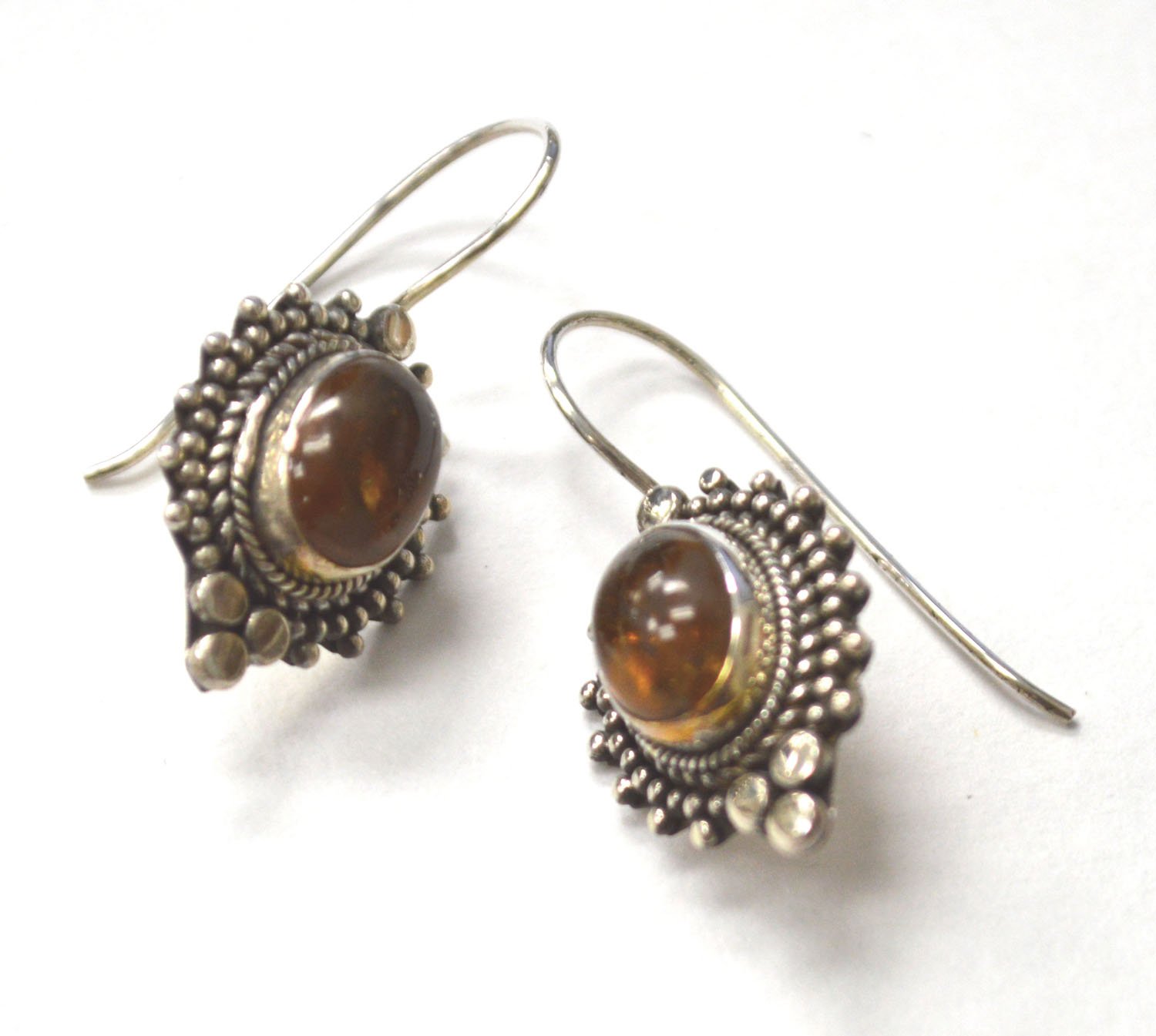 Amber Stone Earrings Sterling Silver 53-4061