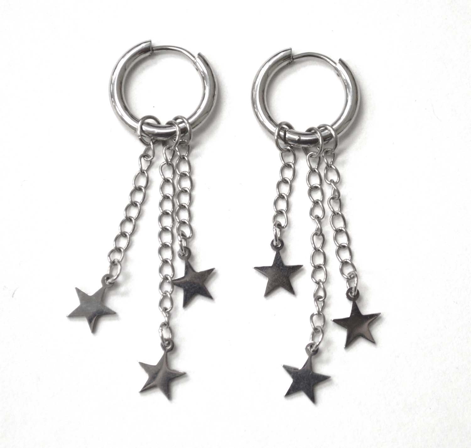 Dangling Stars with Link chain Earrings 83-864S