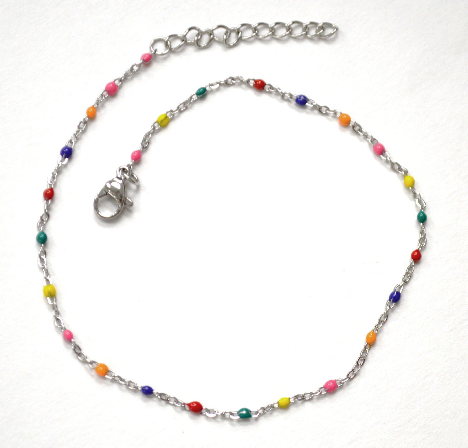 Beaded Stainless Steel Anklet 82-256S Multi (5/Pkg)