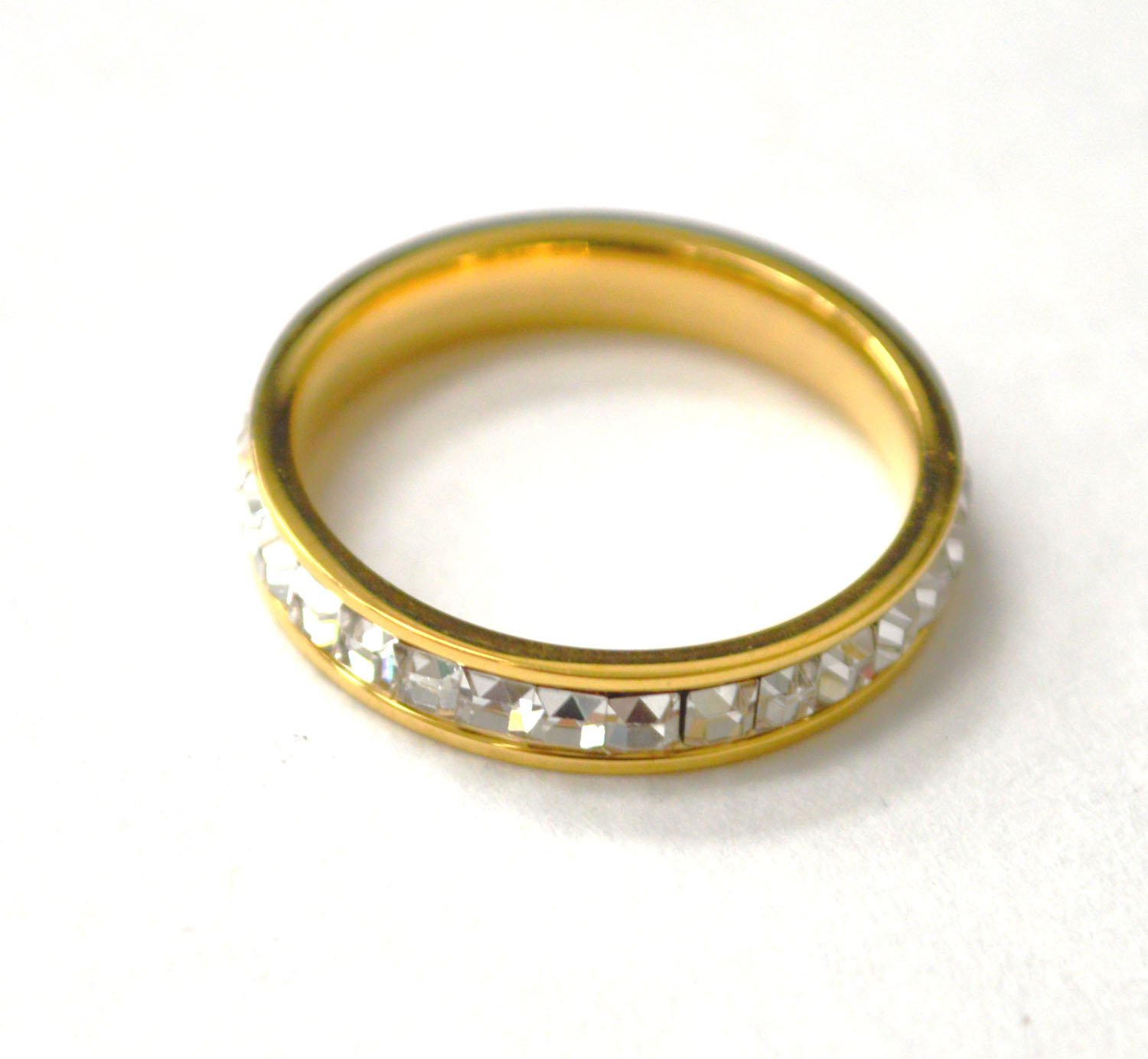 Eternity With Baguette Stone Gold Plated Ring 81-1616G