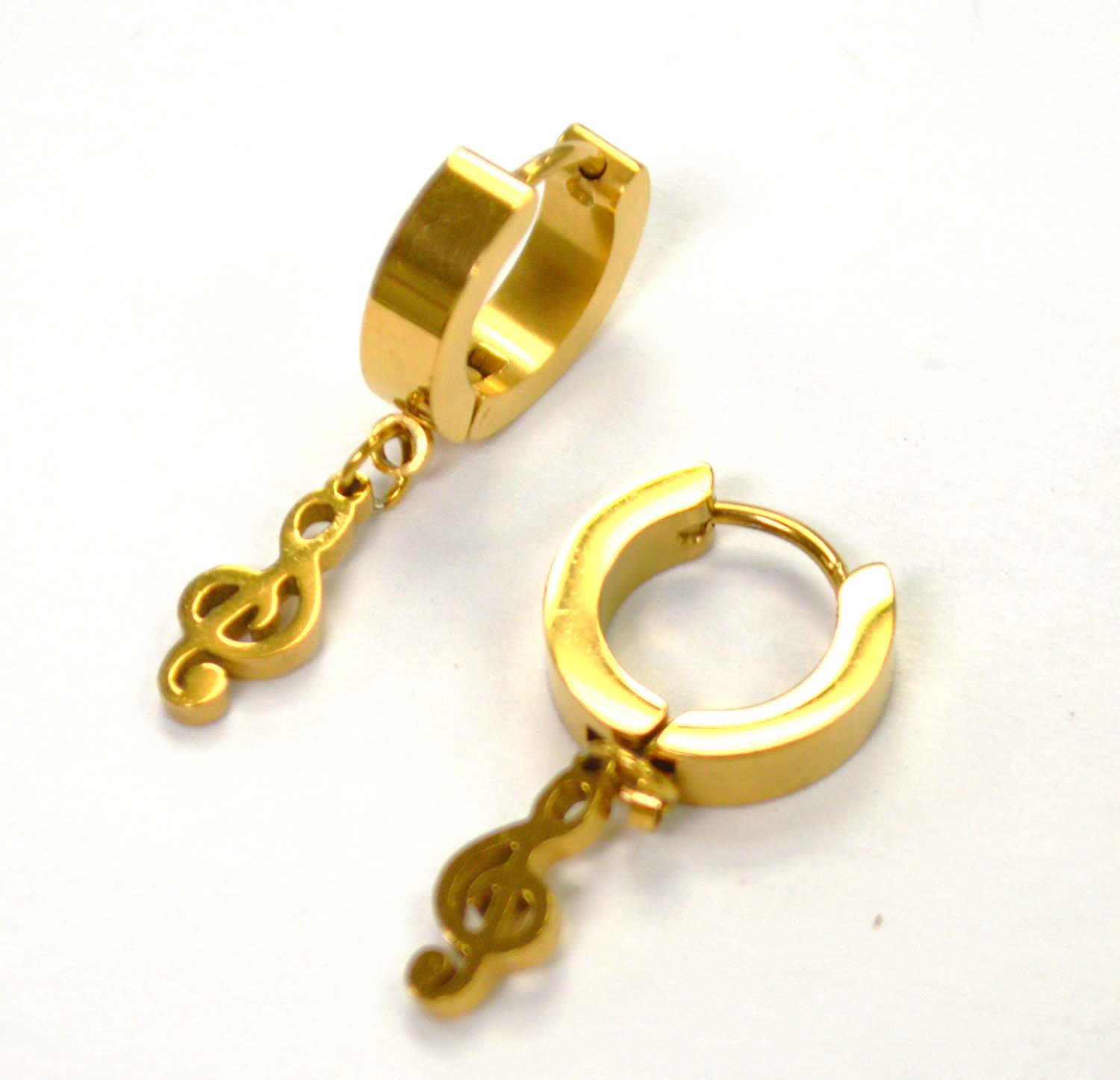 Music Note Gold Plated Huggies Earring 83-753G