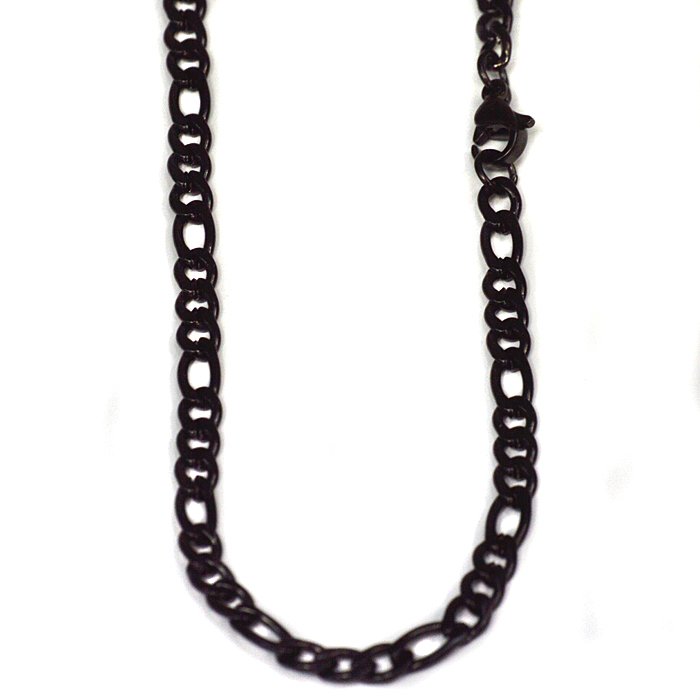 7mm Black Figaro Chain 85-110B-7