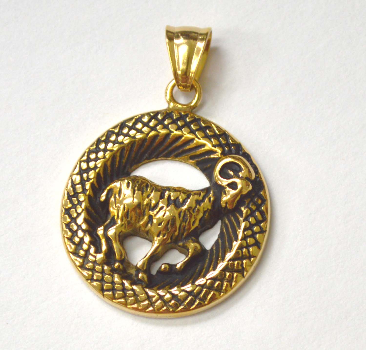 Zodiac Sign Gold Plated Pendant 86-2411G Aries