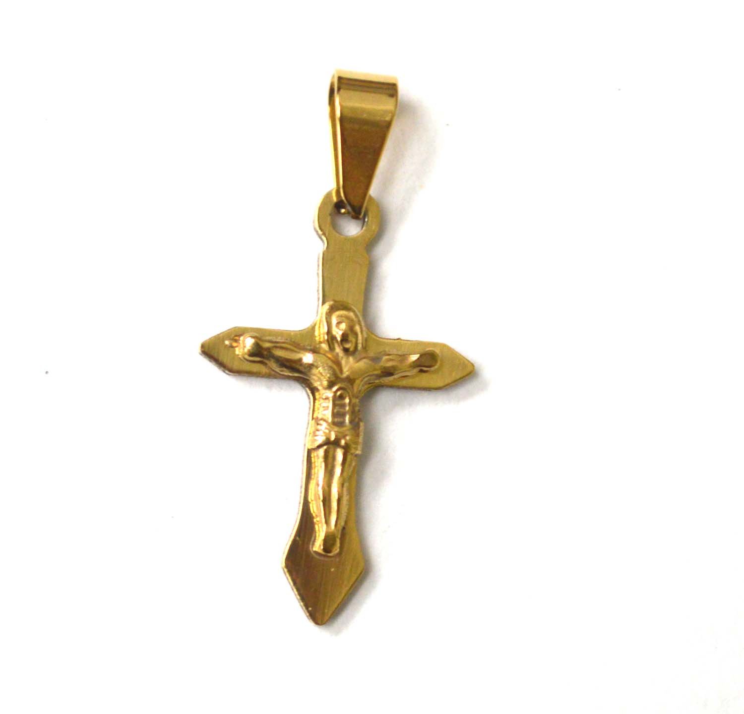Crucifix Cross Gold IP Plated Pendant 86-2525G
