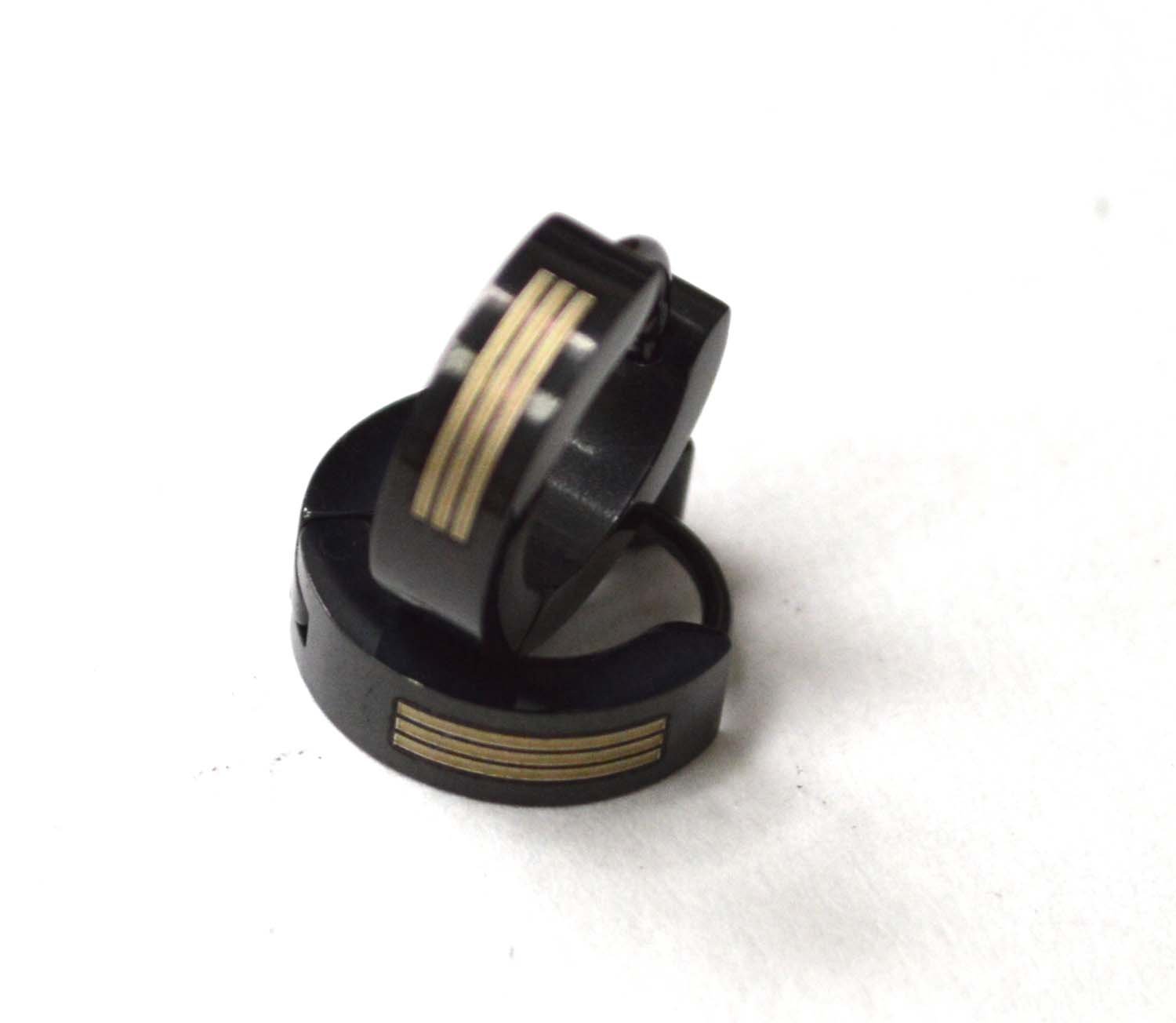 Black Plated Huggies Earrings 83-901B