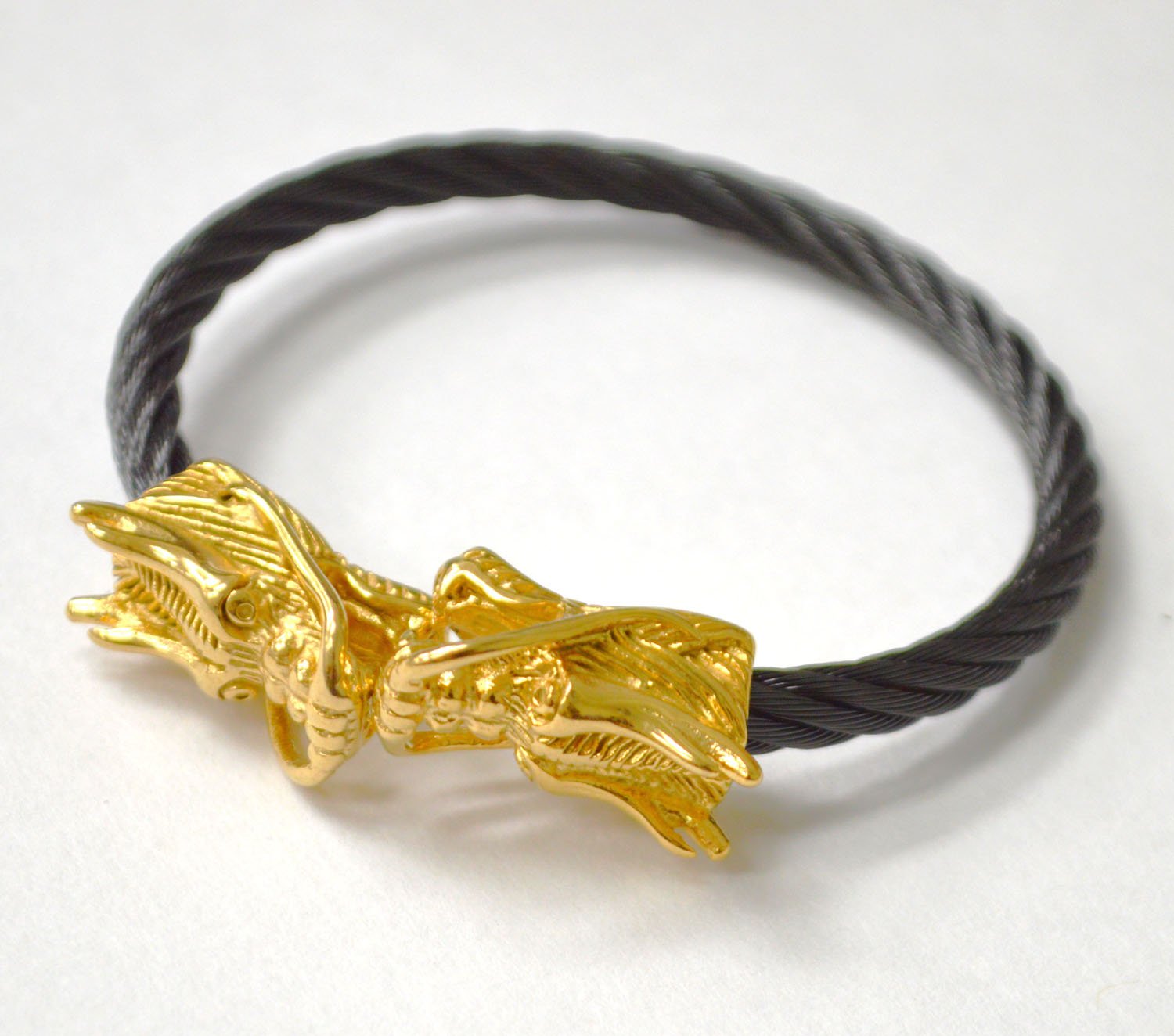 Dragon Head 2 Tone Black Bangle 84-1907B