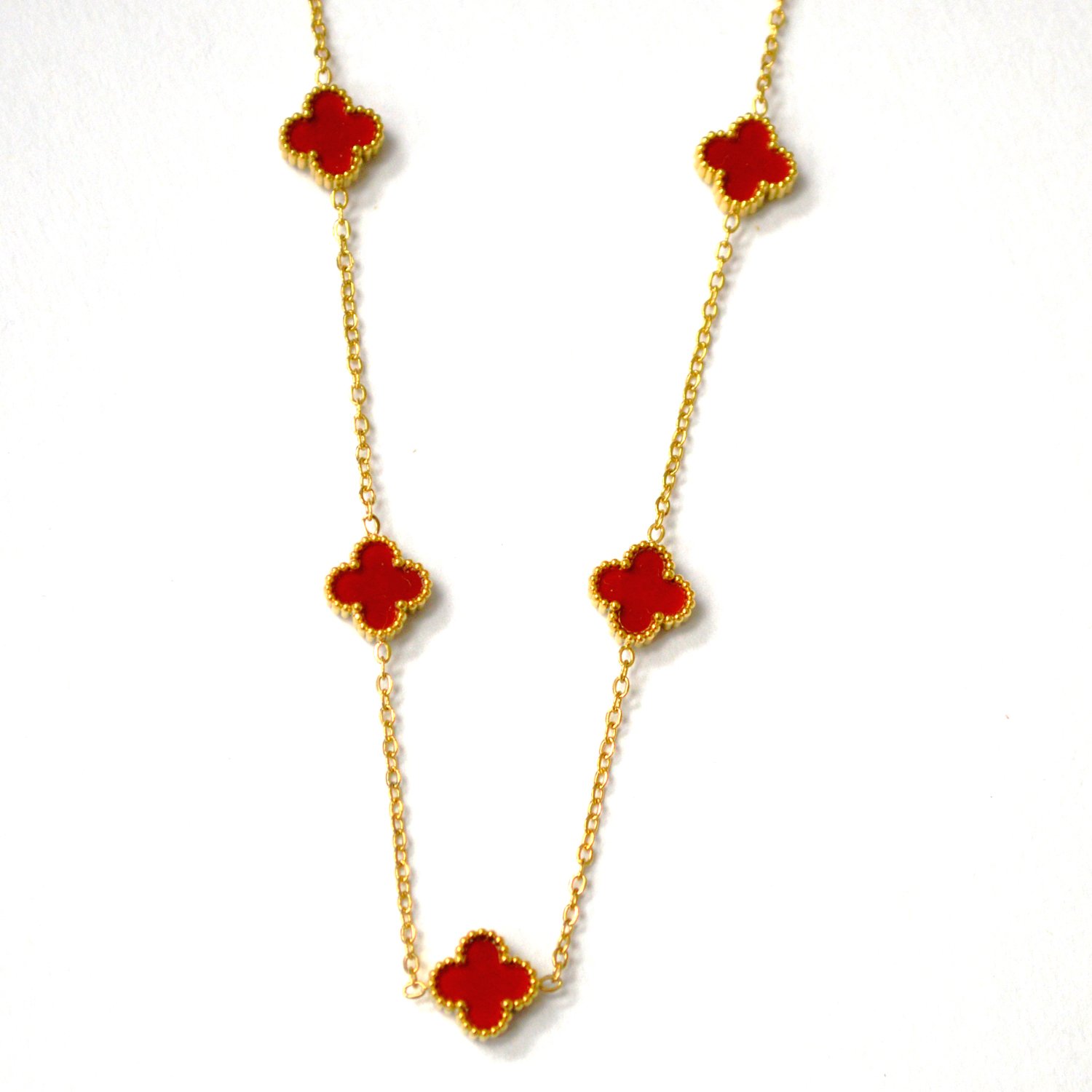 Designer's Inspired Gold IP Plated Necklace 85-304G Red