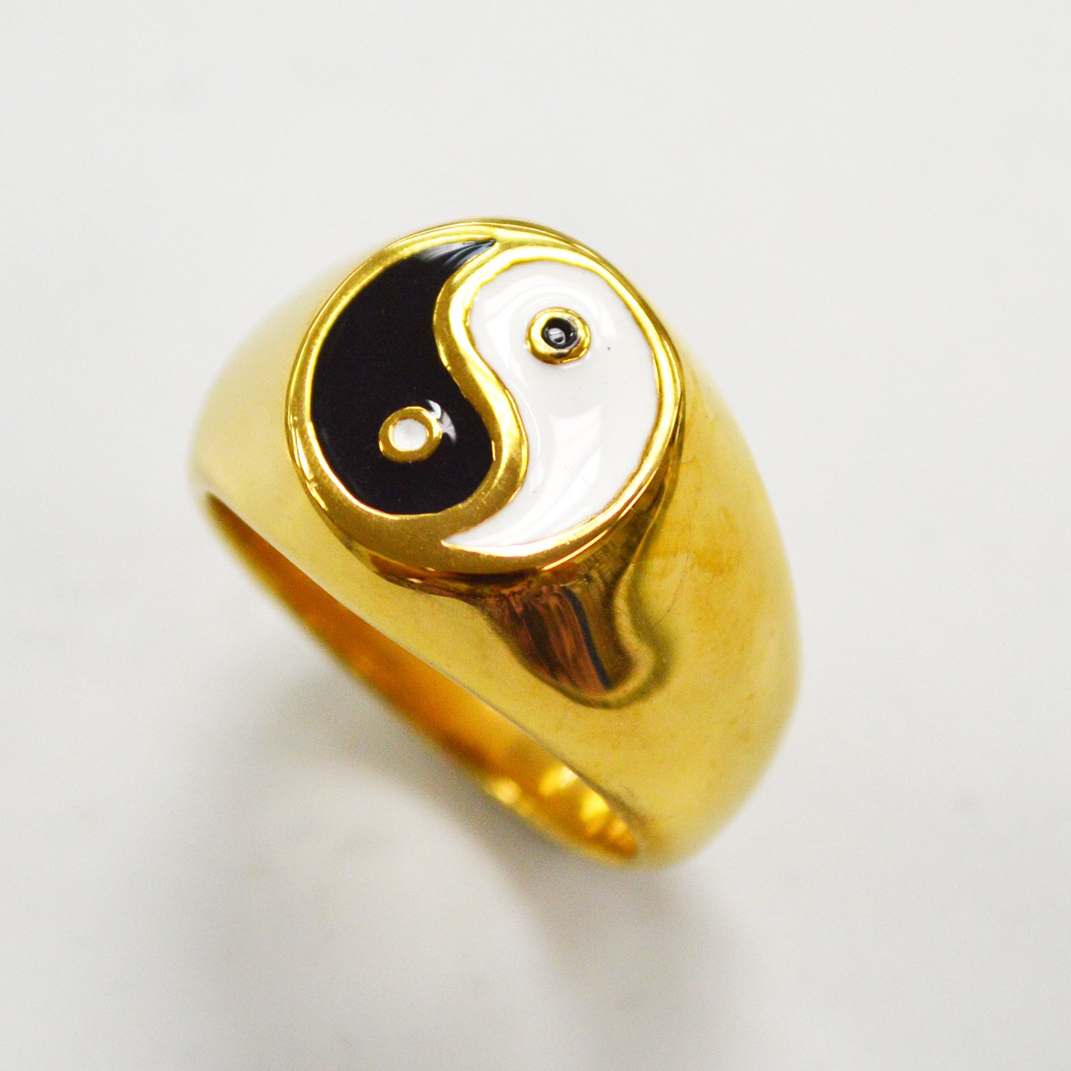Ying and Yang Gold IP Plated Ring 81-1235G-W