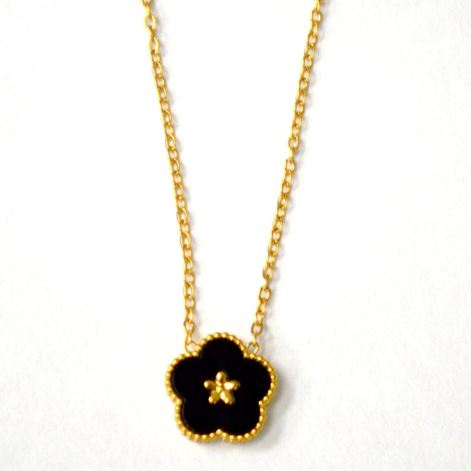 Designer's Inspired Gold IP Plated Necklace 85-303G Black