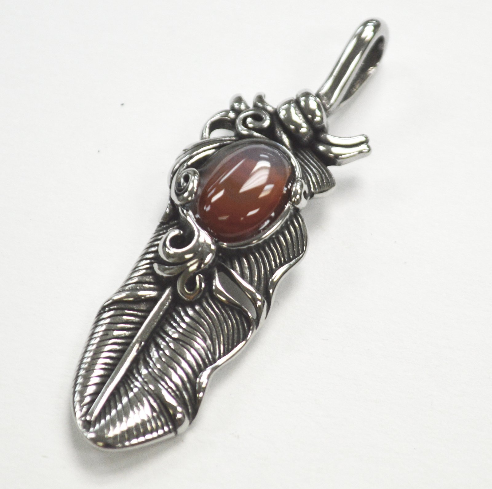 Feather Pendant with Carnelian 86-2189-CN