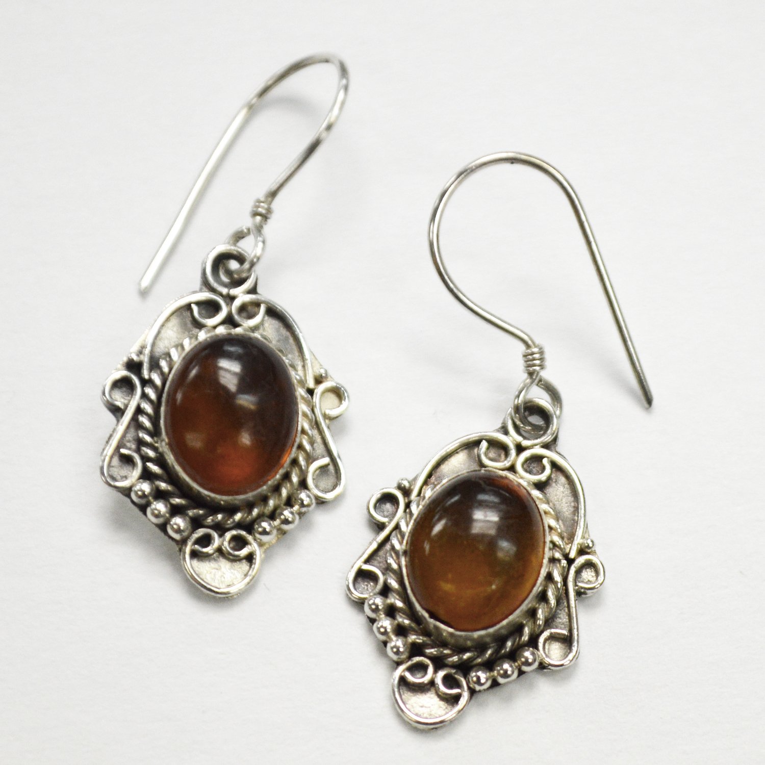 Amber Stone Dangling Earring 53-4087