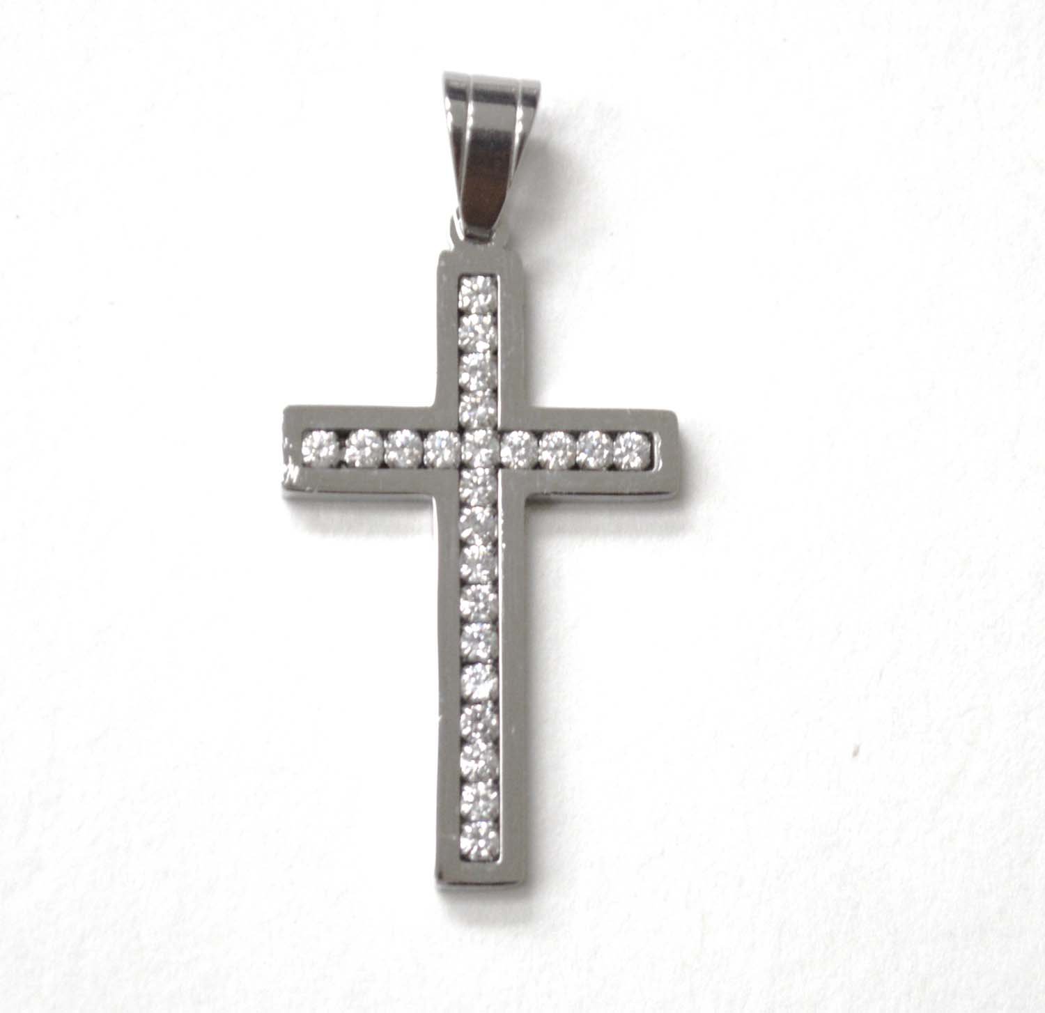 Cross with Stones Stainless Steel Pendant 86-2571