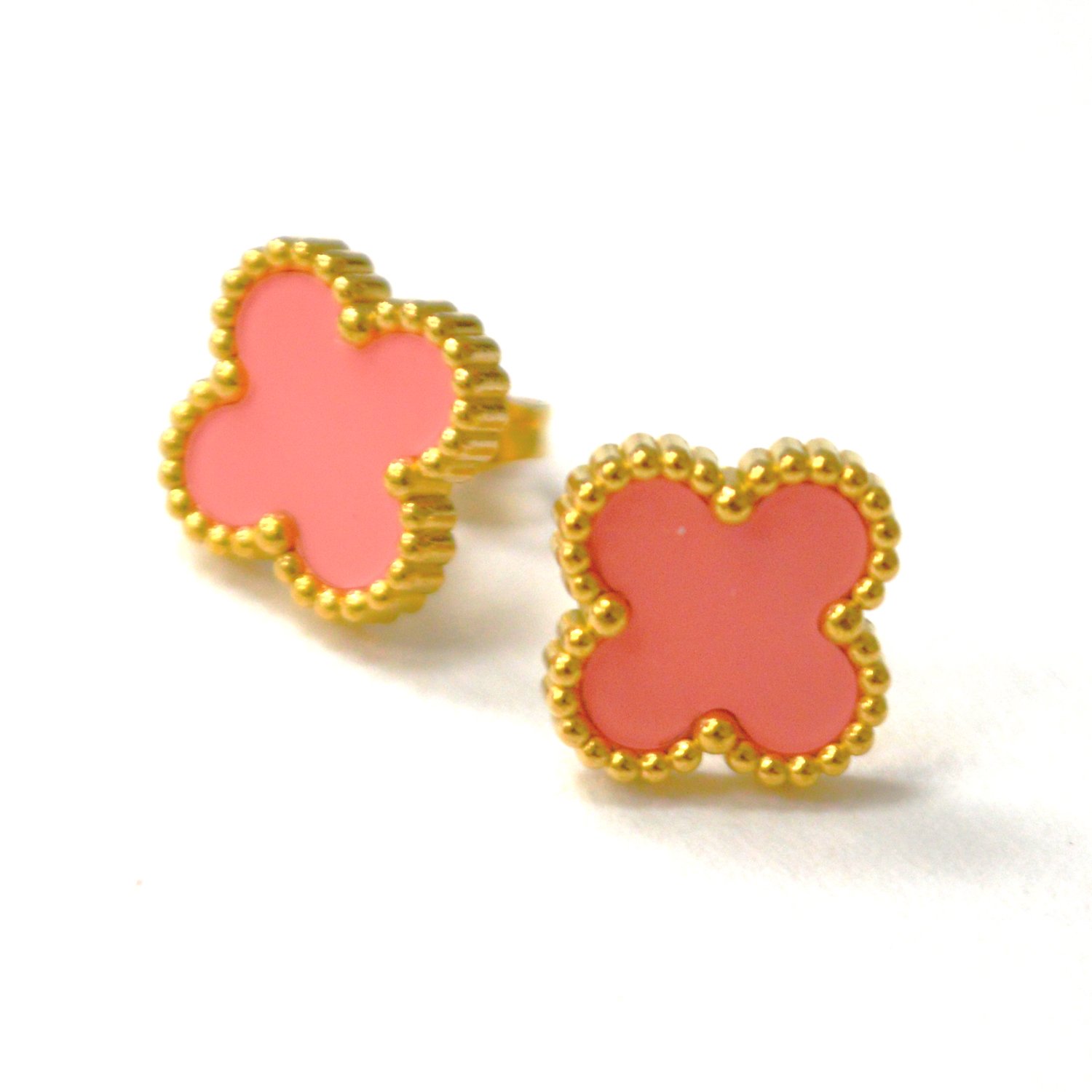 Vintage Clover Leaf Gold IP Plated Earrings 83-962G-Pk