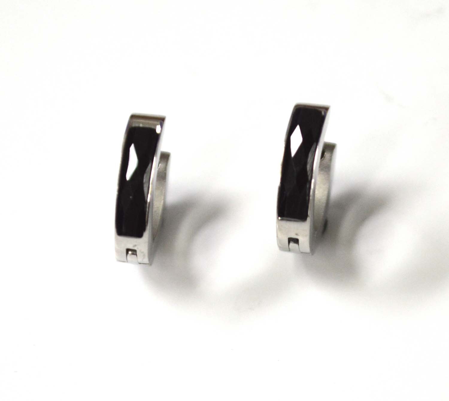 Black Stone Huggies Earring 83-830