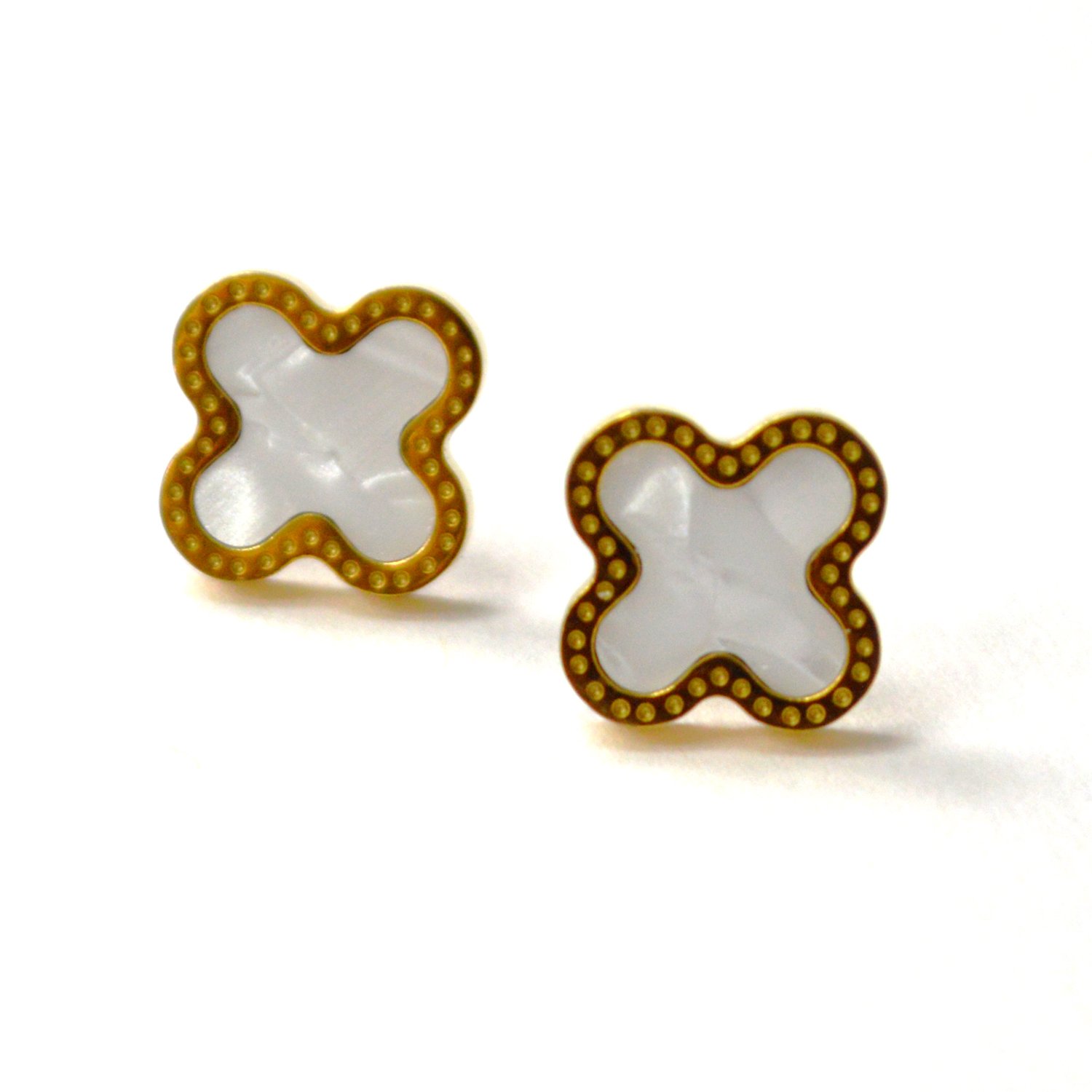 Designer's Inspired Gold IP Plated Earrings 83-967G MOP