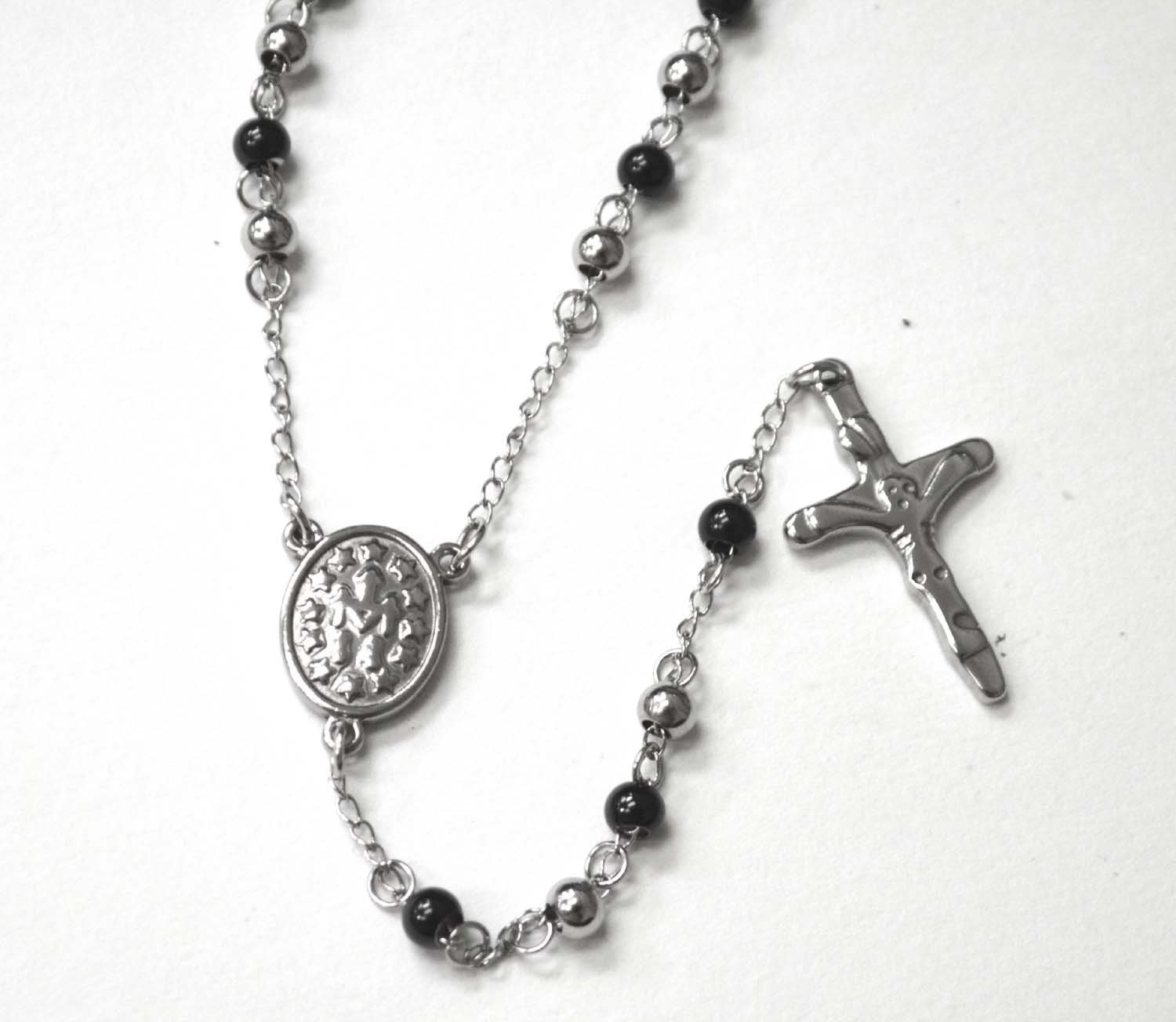5mm  2 Tone Black Stainless Steel Rosary 87-27-2TB