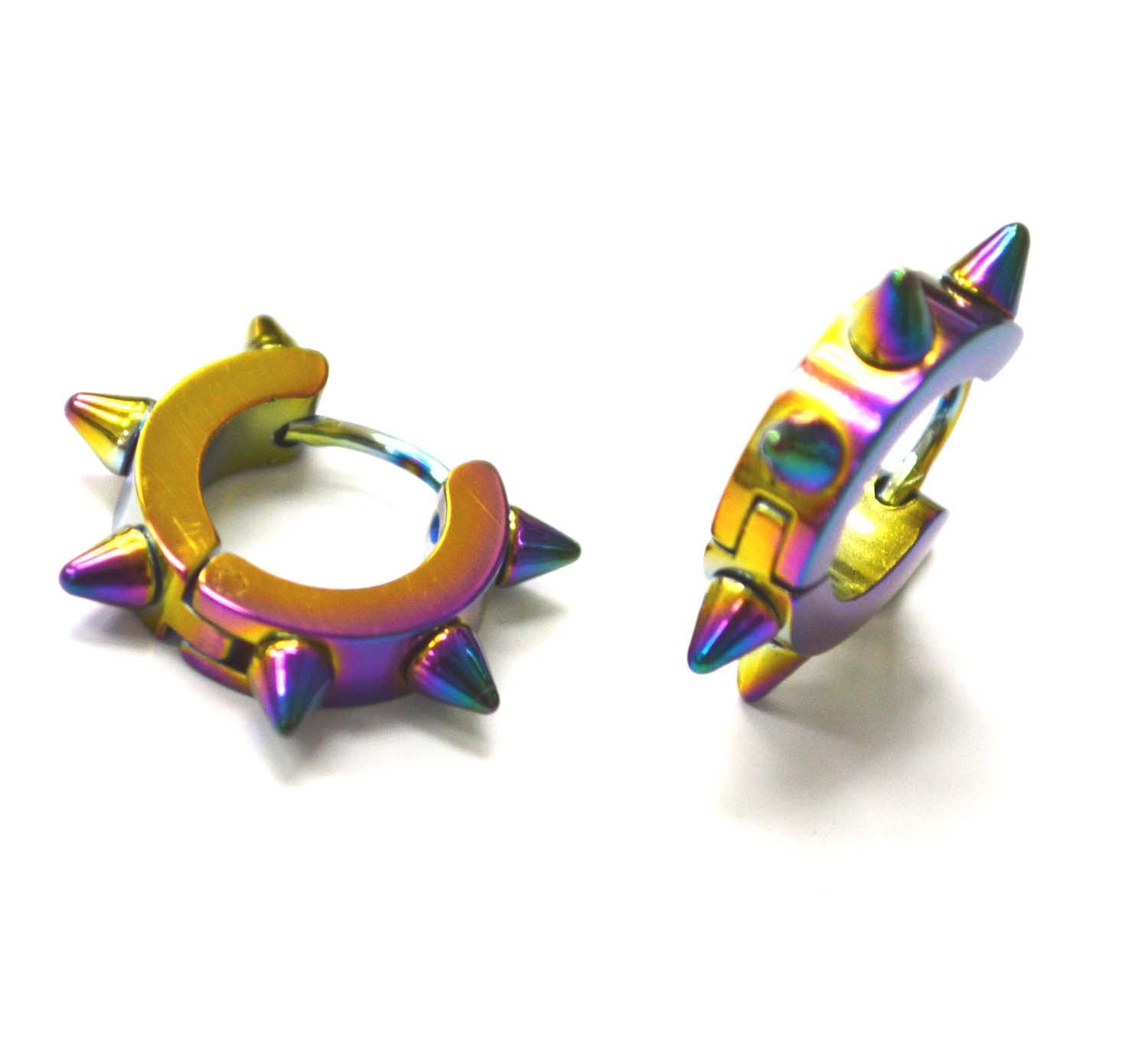 RAINBOW SPIKE HUGGIE EARRINGS 83-422-Rbw