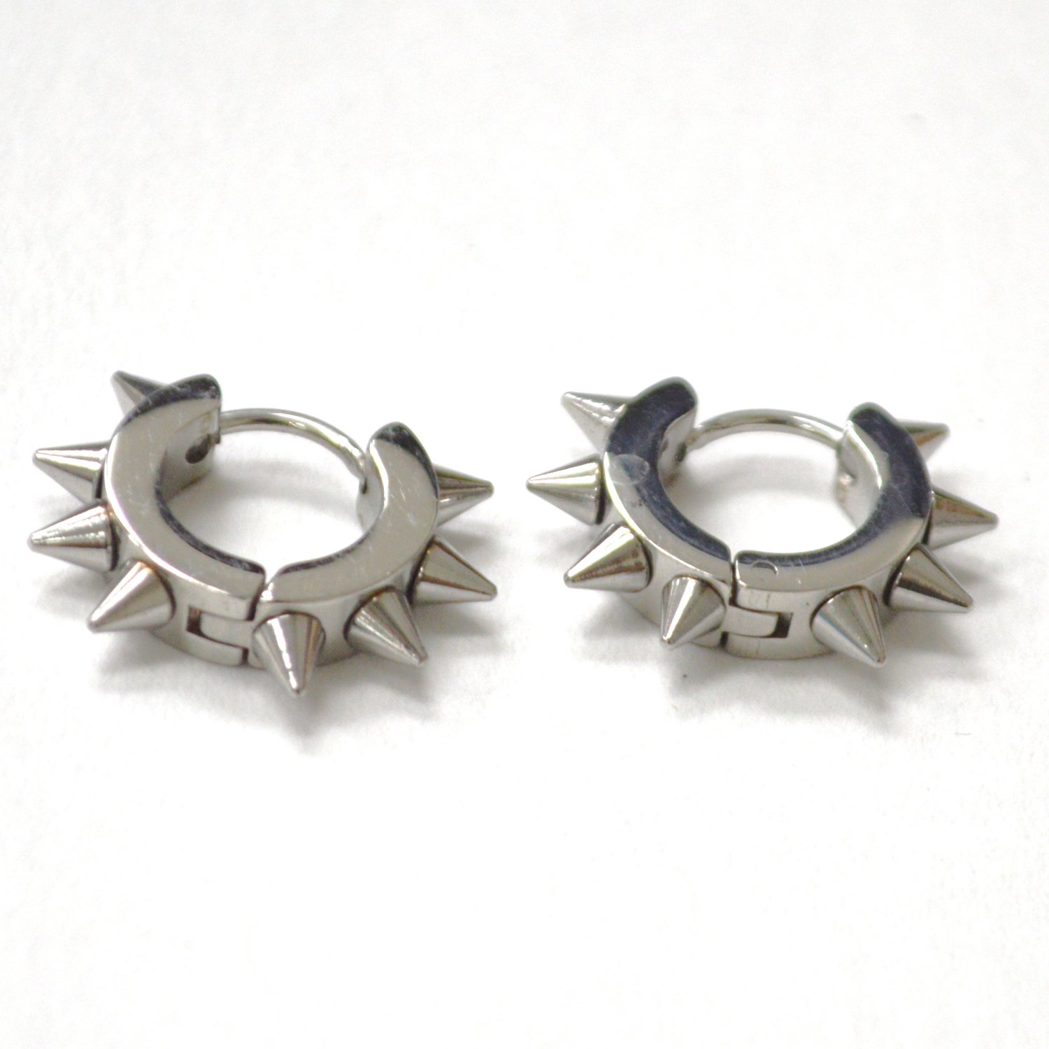 Spike Stainless Steel Huggies Earrings 83-422S-3