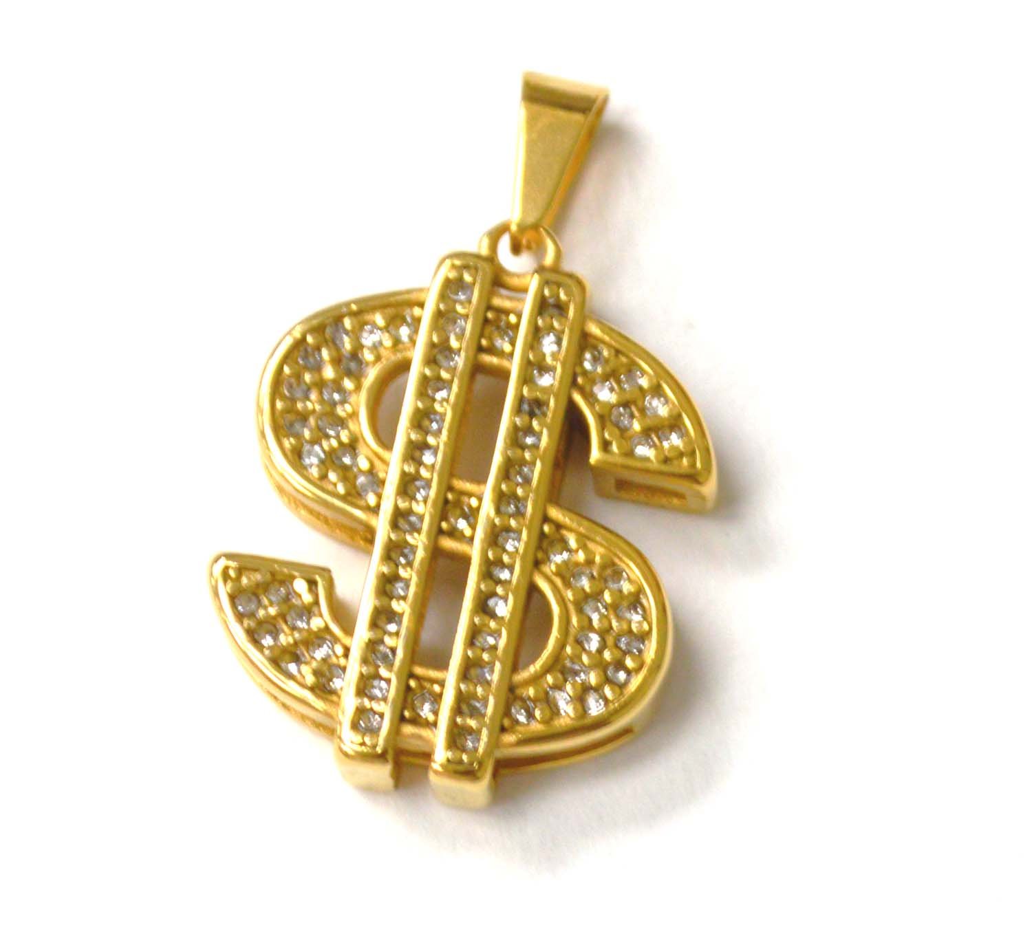 $ Dollar Gold IP Plated Pendant 86-2801G
