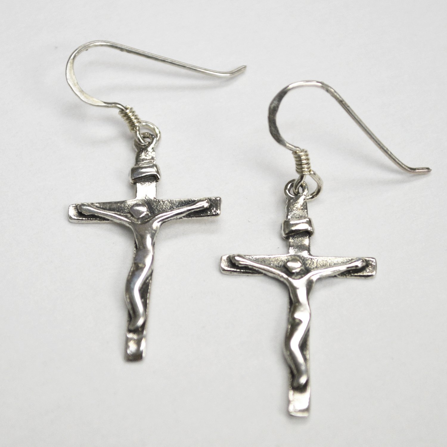 Crucifix Cross Sterling Silver Earrings 53-5260
