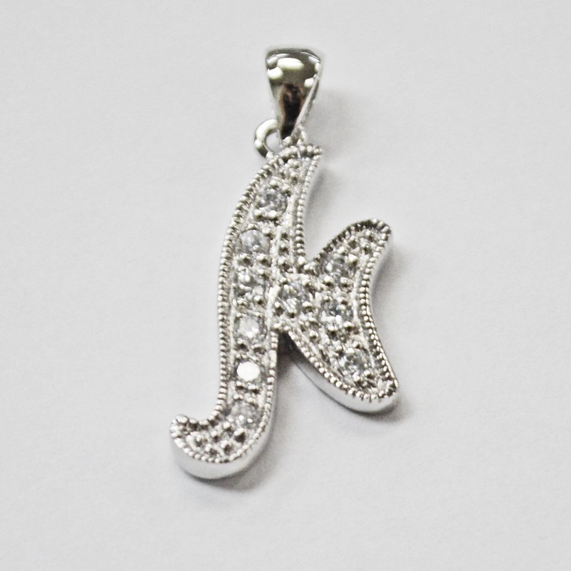 Initials CZ Stone Pendant Sterling Silver 56-2235-N