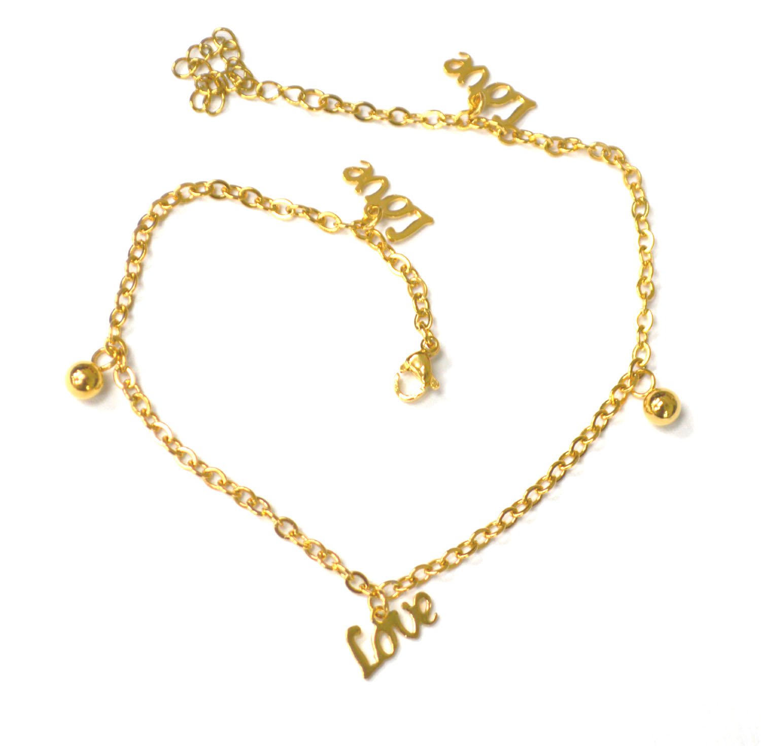 LOVE Gold IP Plated Anklet 82-247G