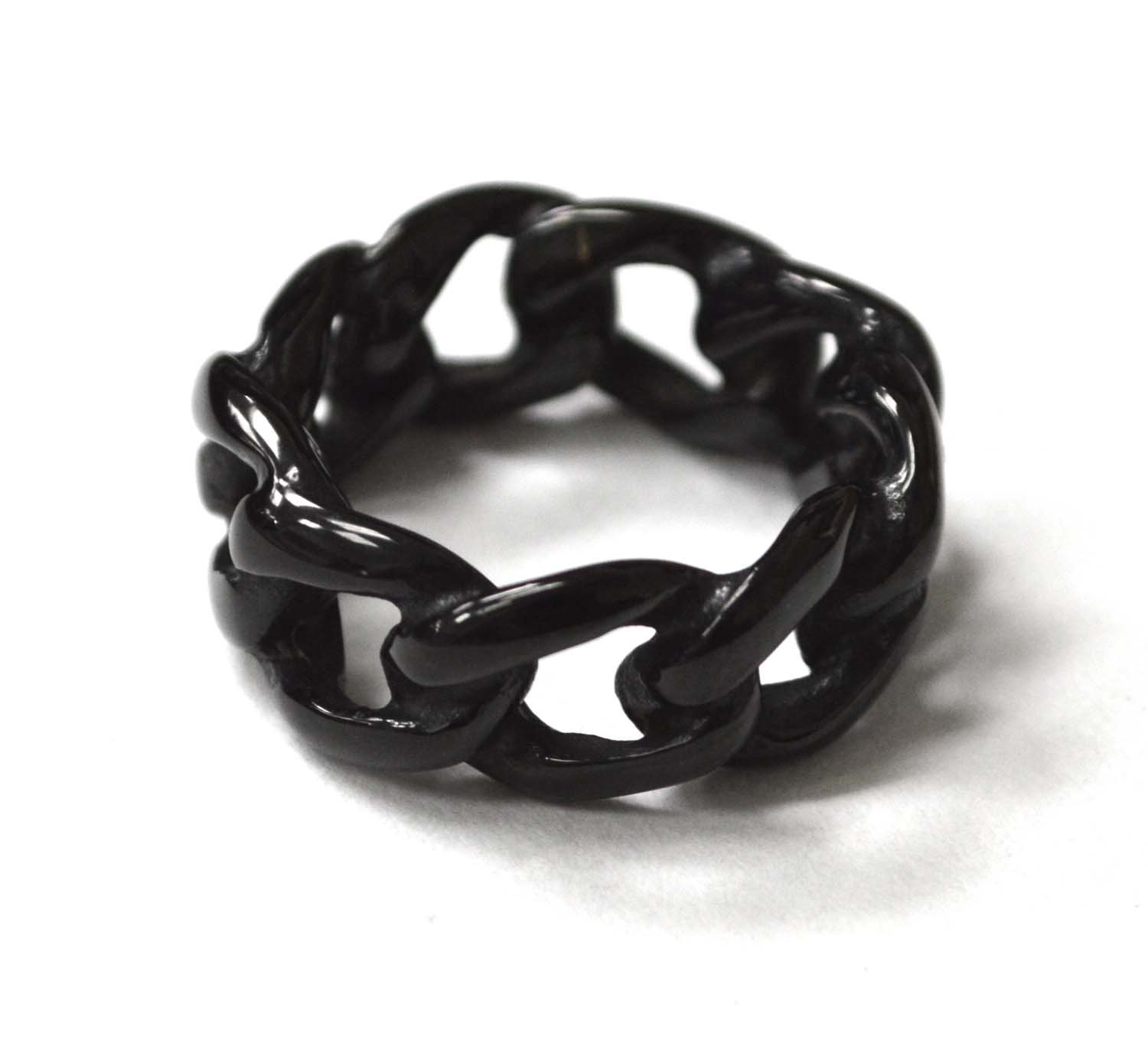 10mm Curb Design Black Plated Ring 81-1377B