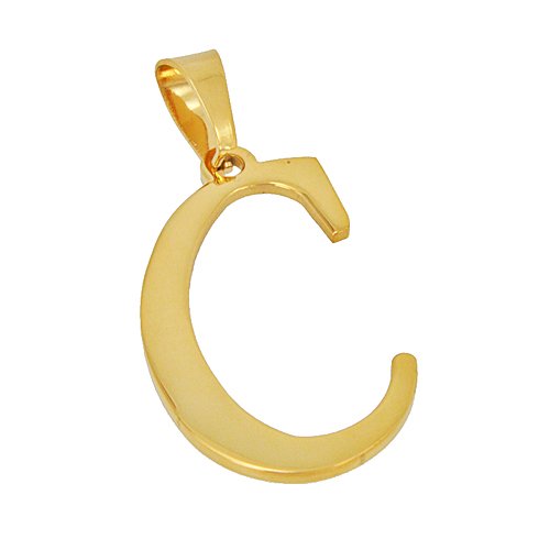 C Initial Gold IP Plated Pendant