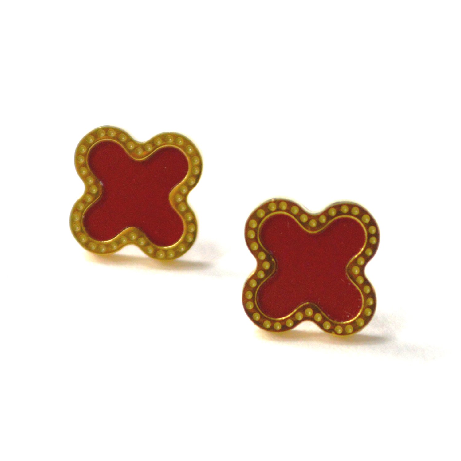 Designer's Inspired Gold IP Plated Earrings 83-967G Red