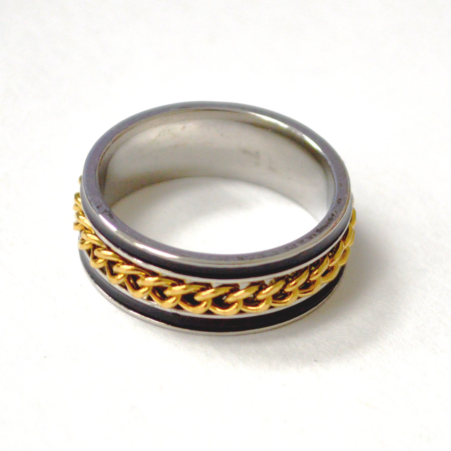 Link Chain Gold Plated Spinner Ring 81-1805-2TG