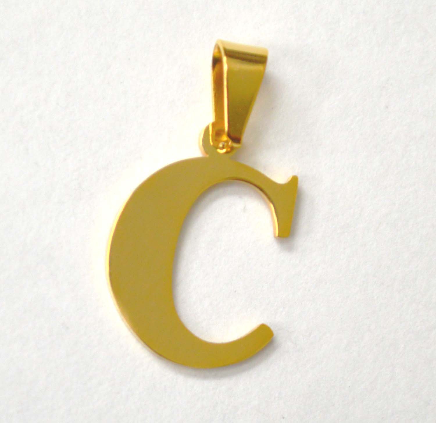 C Initial Gold IP Plated Pendant 86-278G-C
