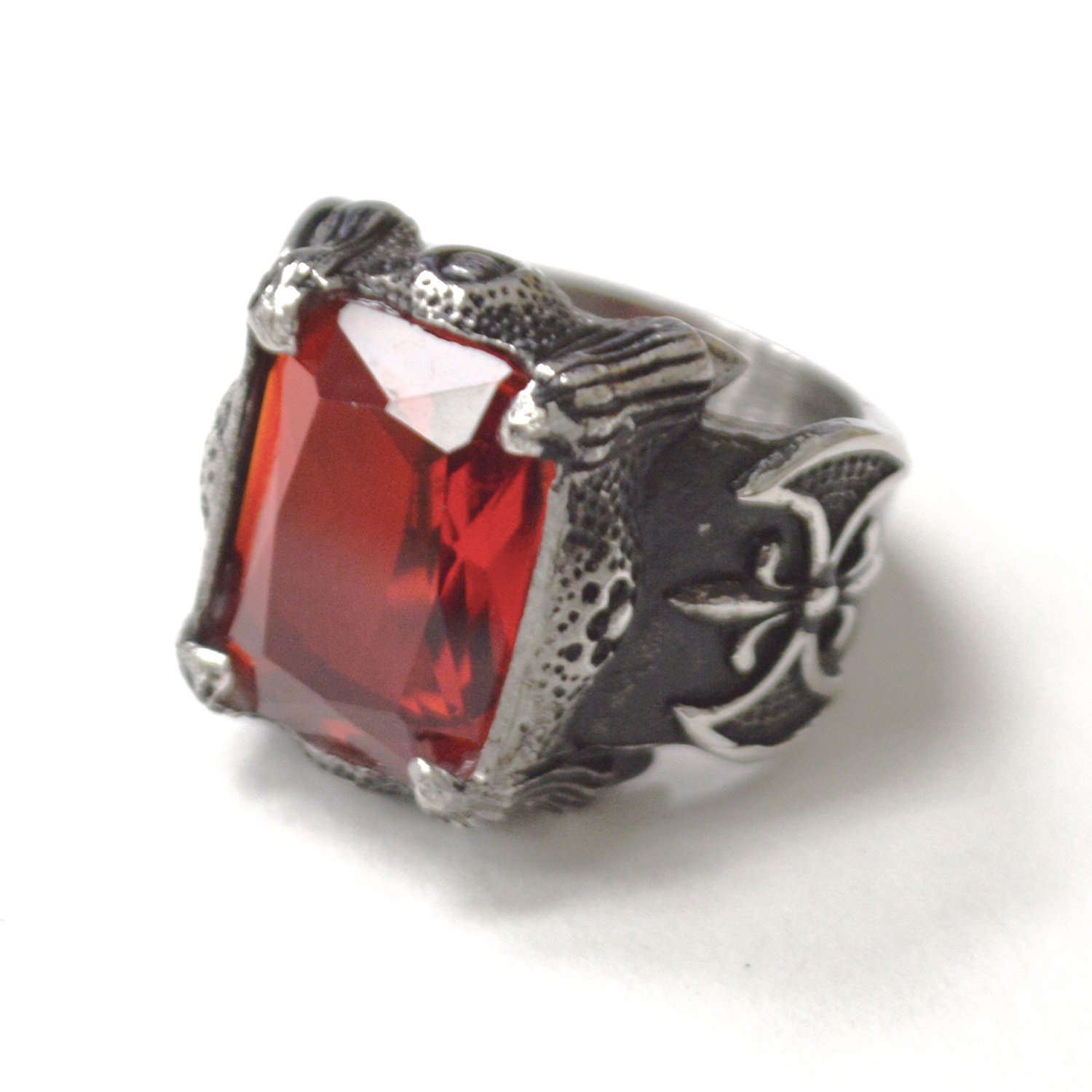 Red Stone Stainless Steel Ring 81-1667-Red